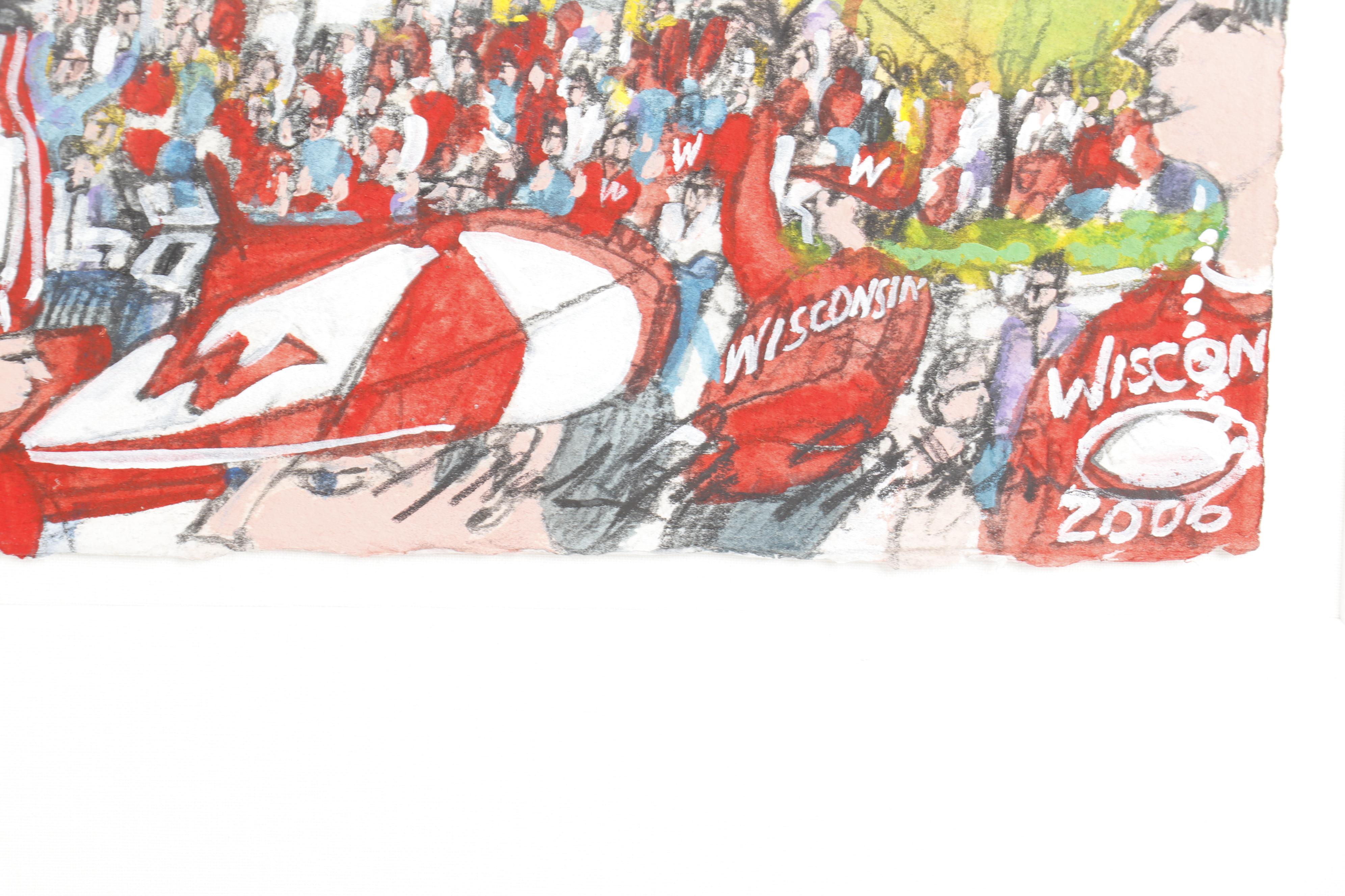 Mark McMahon Mixed Media Painting "University of Wisconsin"