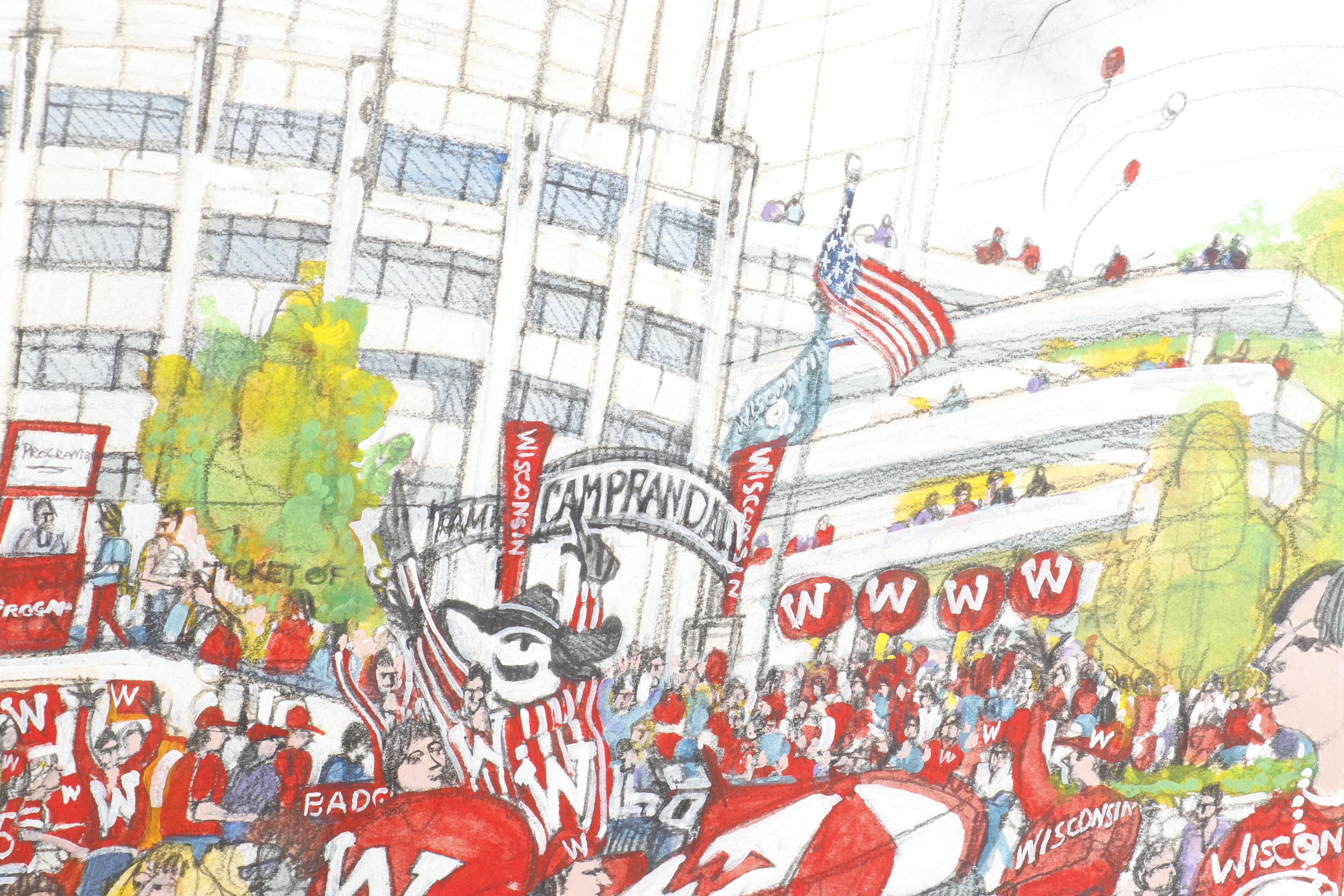 Mark McMahon Mixed Media Painting "University of Wisconsin"