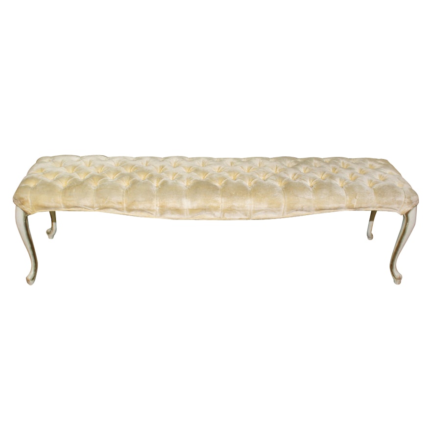 French Provincial Style Upholstered Bench, Mid-20th Century