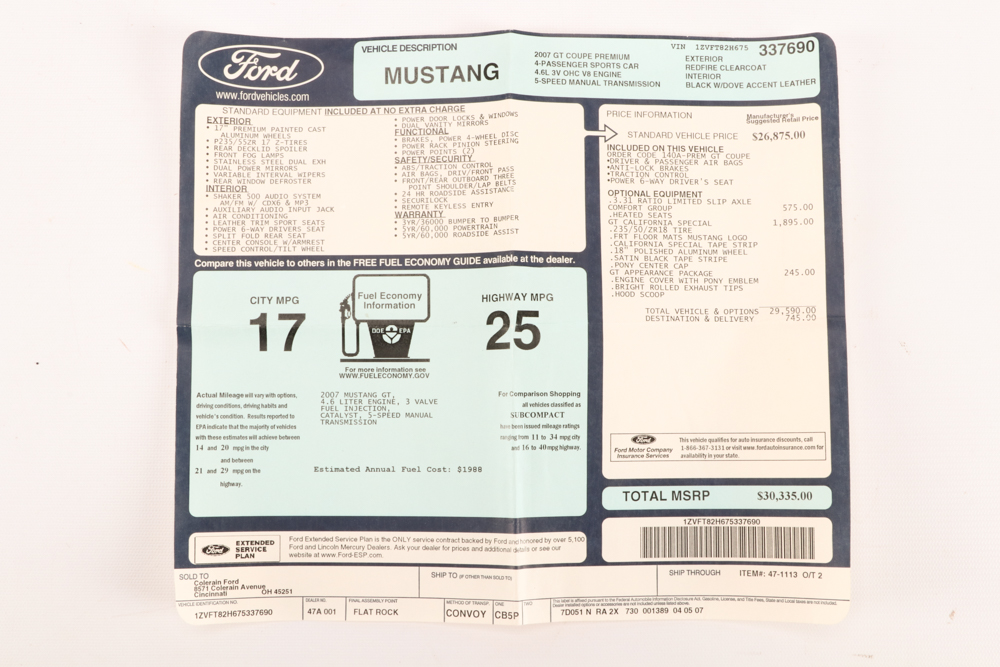 2007 Ford Mustang GT California Series