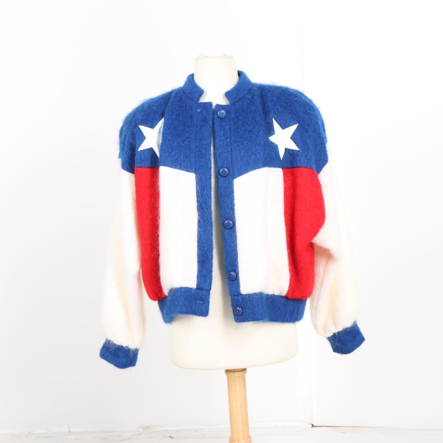 Women's Vintage Dolores' Unique Designs Flag of Texas Mohair Blend Jacket