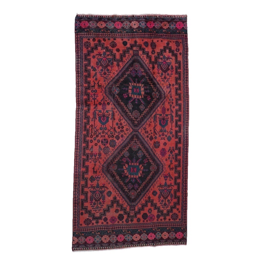 Hand-Knotted Persian Afshar Wool Long Rug