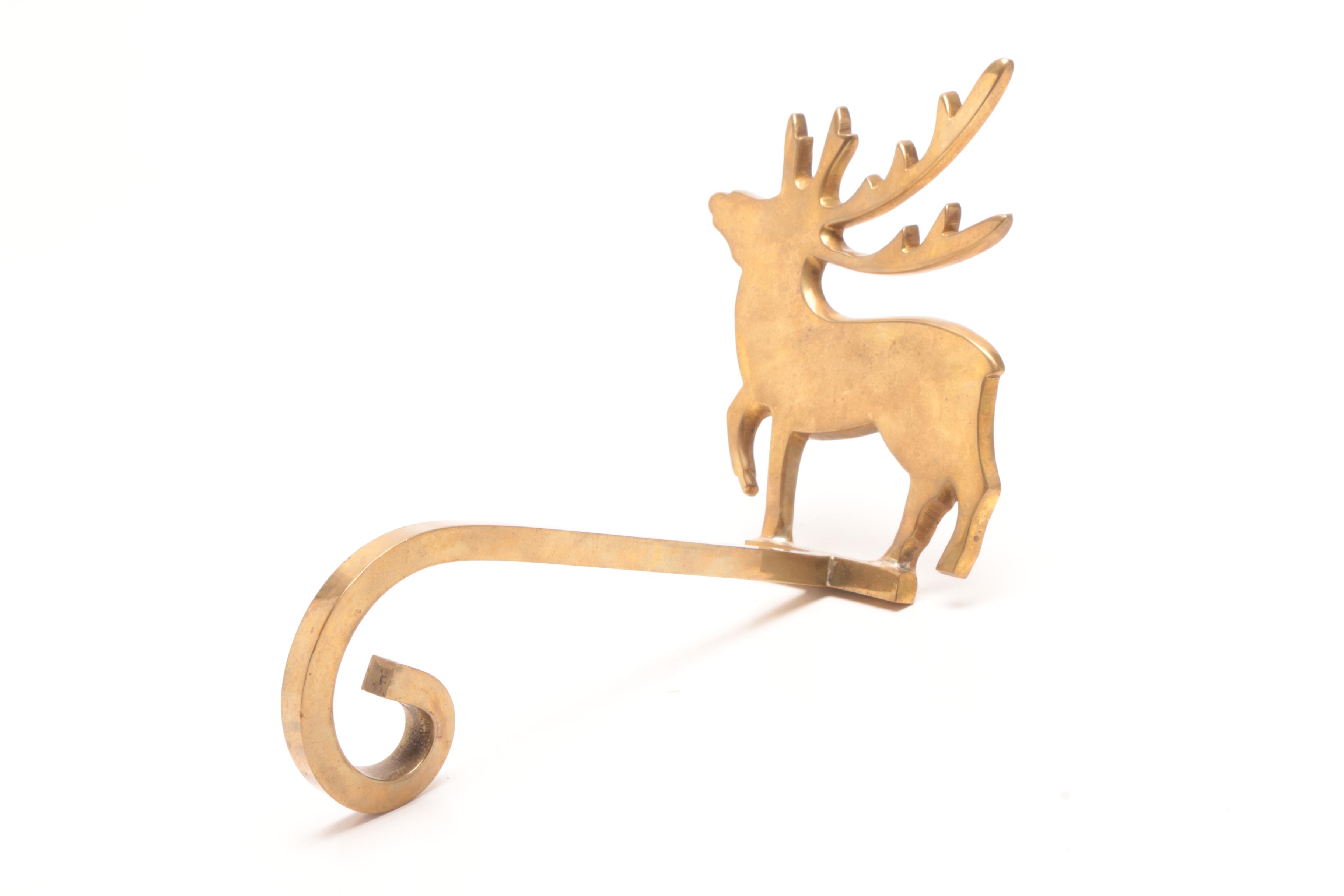 Brass Reindeer Stocking Holders