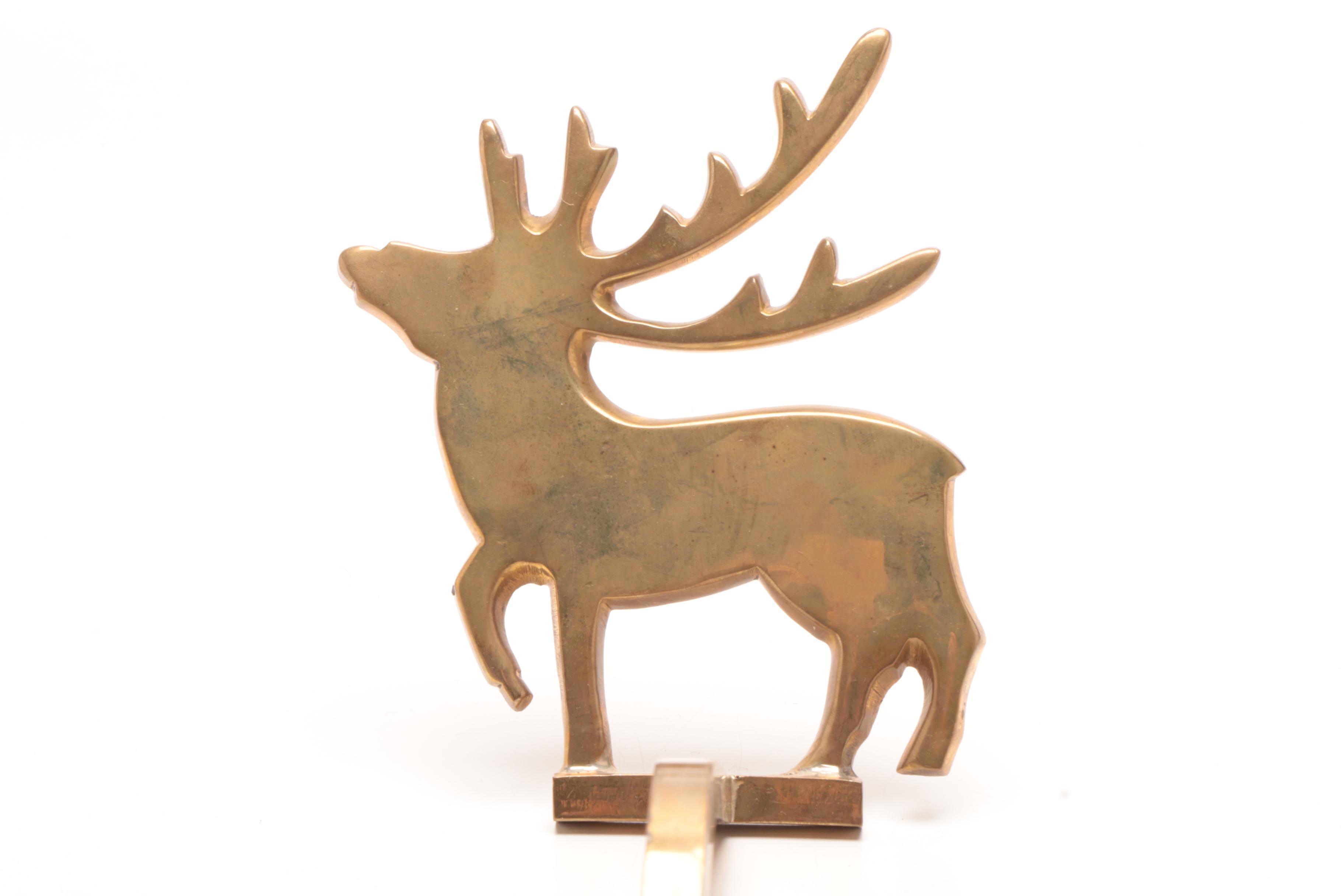 Brass Reindeer Stocking Holders
