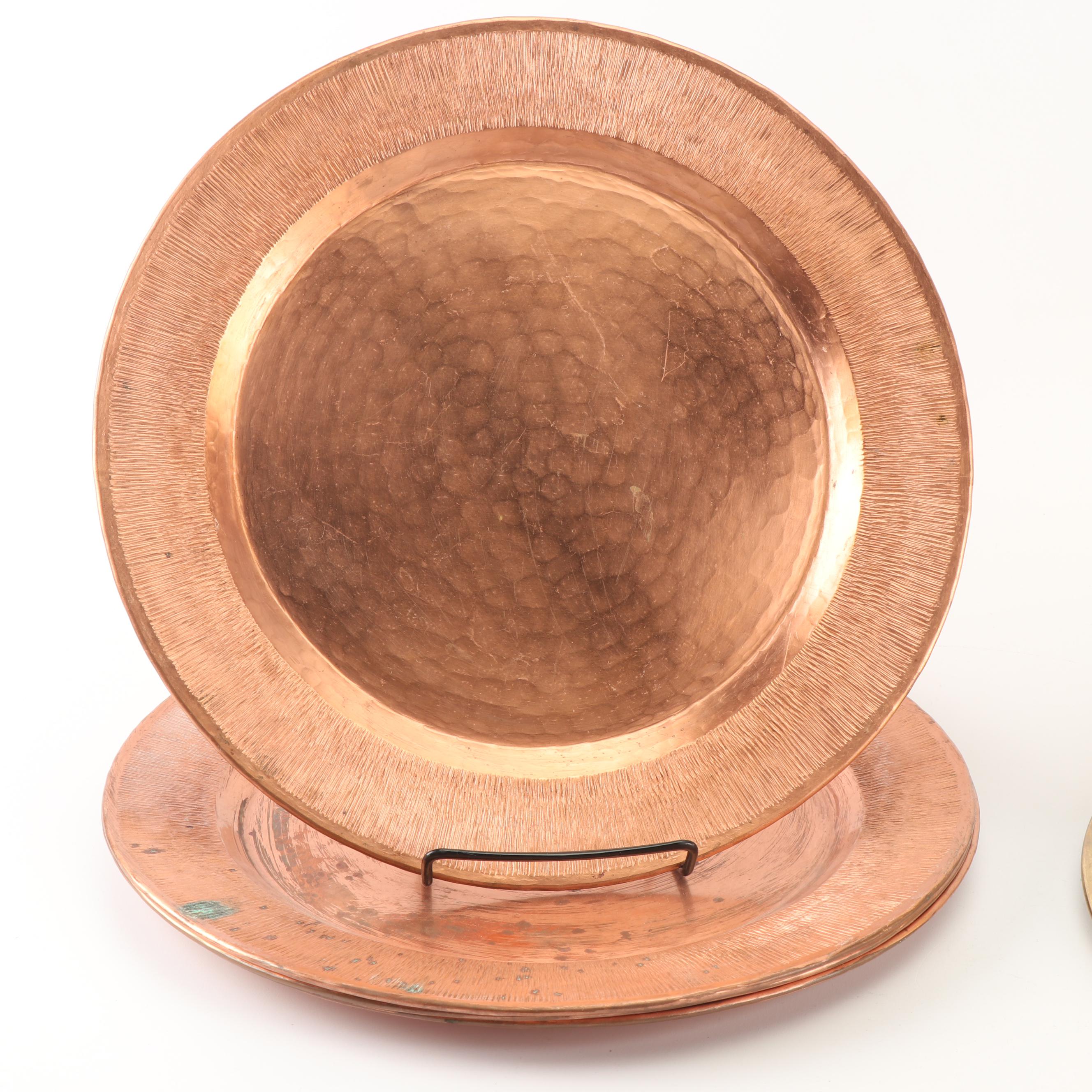 Brass and Copper Chargers, Vase and Decor