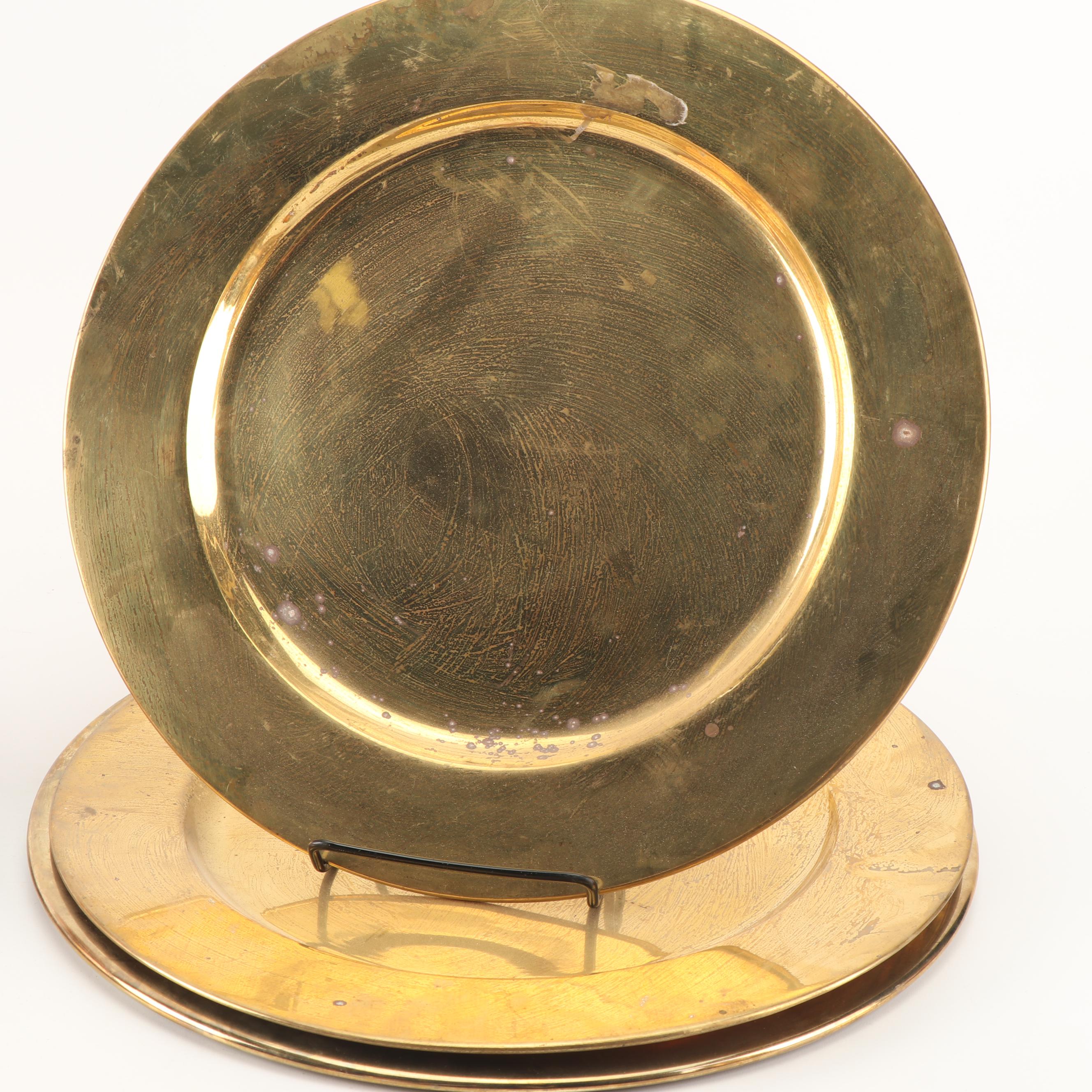 Brass and Copper Chargers, Vase and Decor