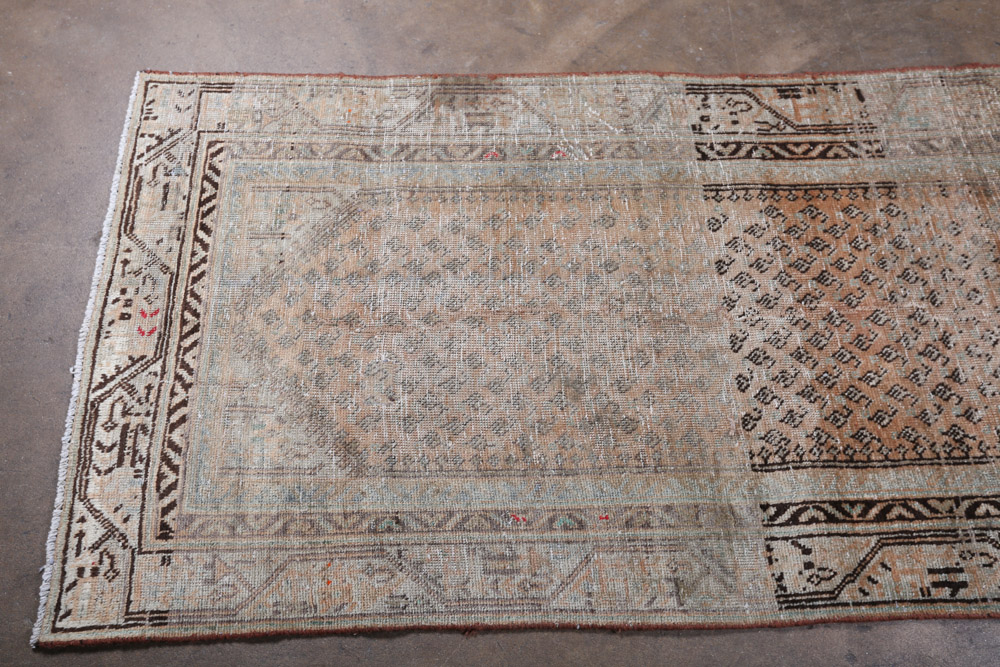 Hand-Knotted Persian Hamadan Wool Carpet Runner