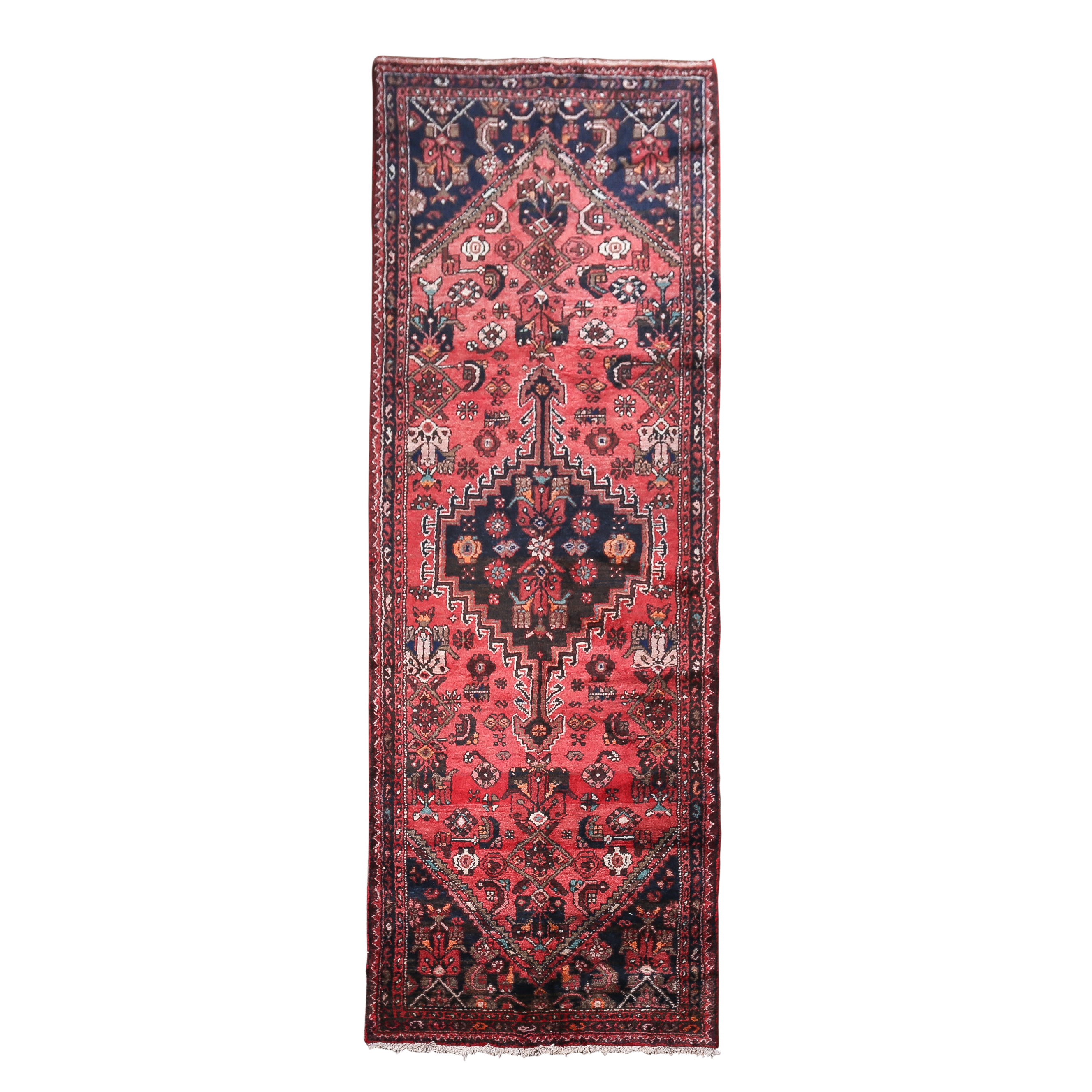 Hand-Knotted Persian Khamseh Wool Carpet Runner