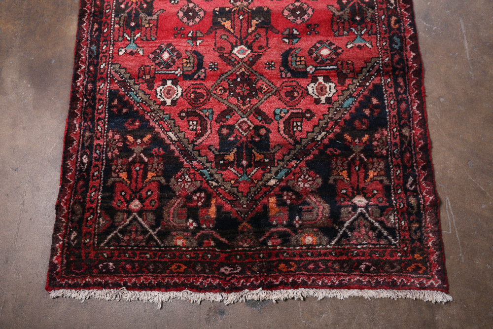 Hand-Knotted Persian Khamseh Wool Carpet Runner