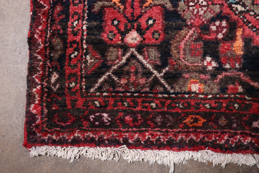 Hand-Knotted Persian Khamseh Wool Carpet Runner