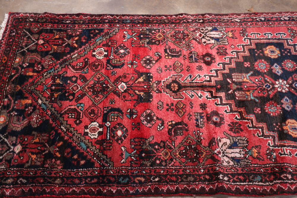 Hand-Knotted Persian Khamseh Wool Carpet Runner