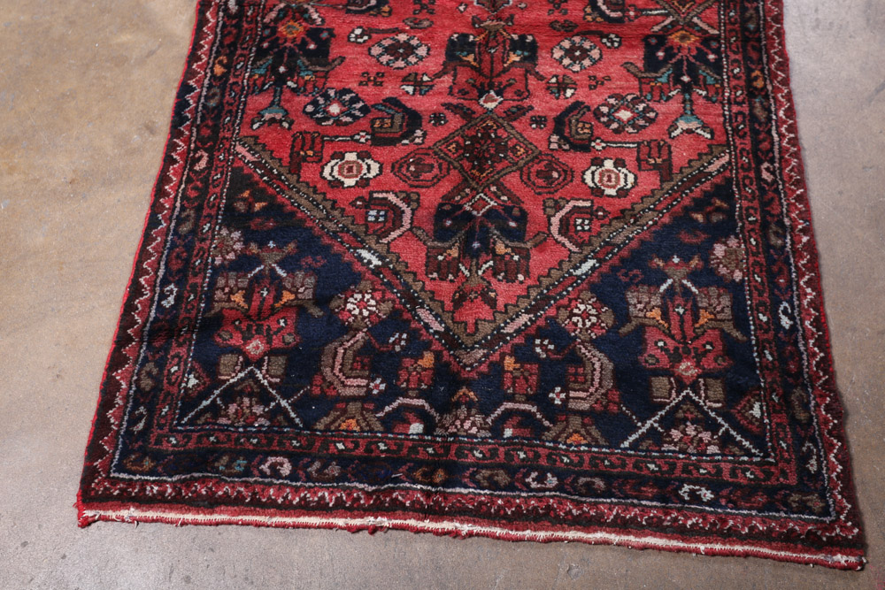 Hand-Knotted Persian Khamseh Wool Carpet Runner