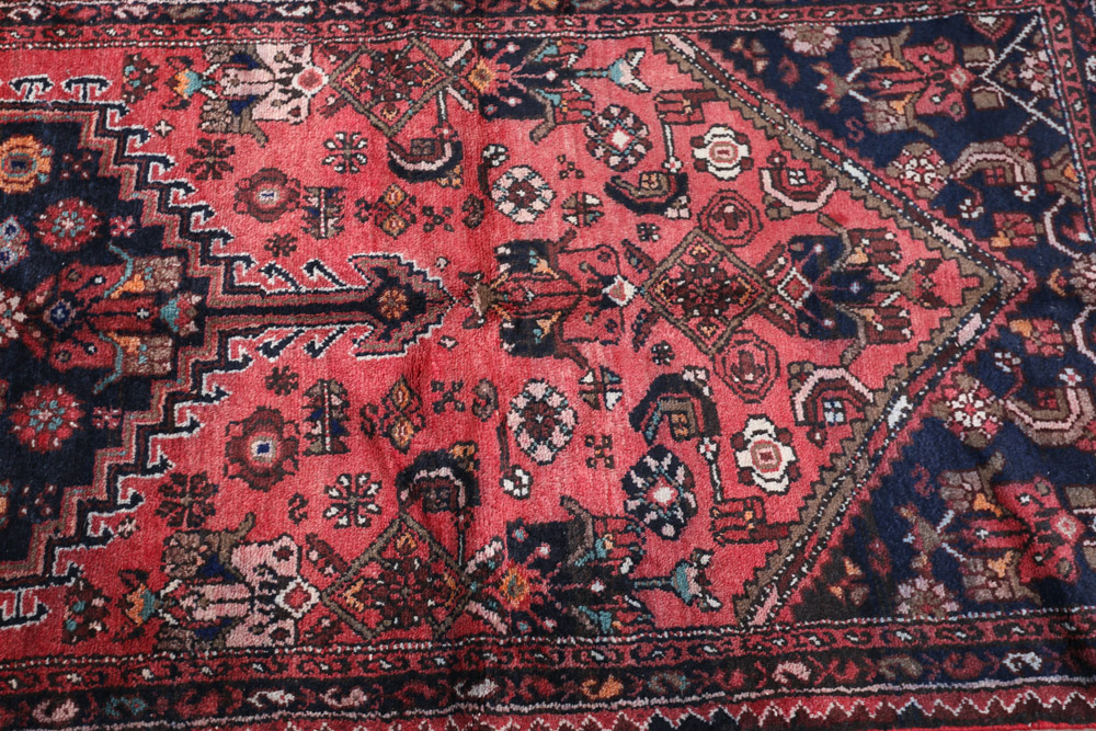 Hand-Knotted Persian Khamseh Wool Carpet Runner