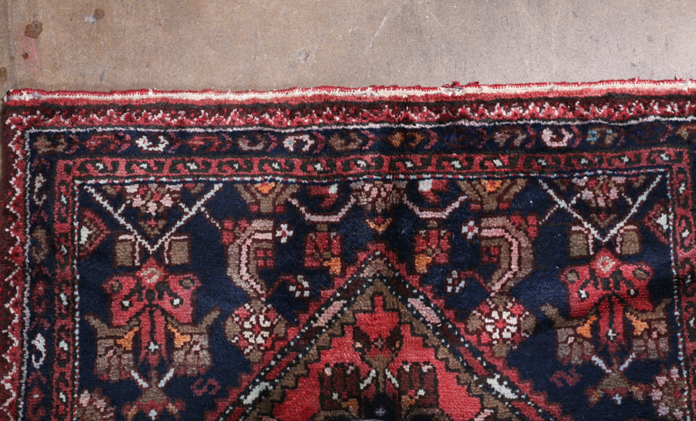 Hand-Knotted Persian Khamseh Wool Carpet Runner