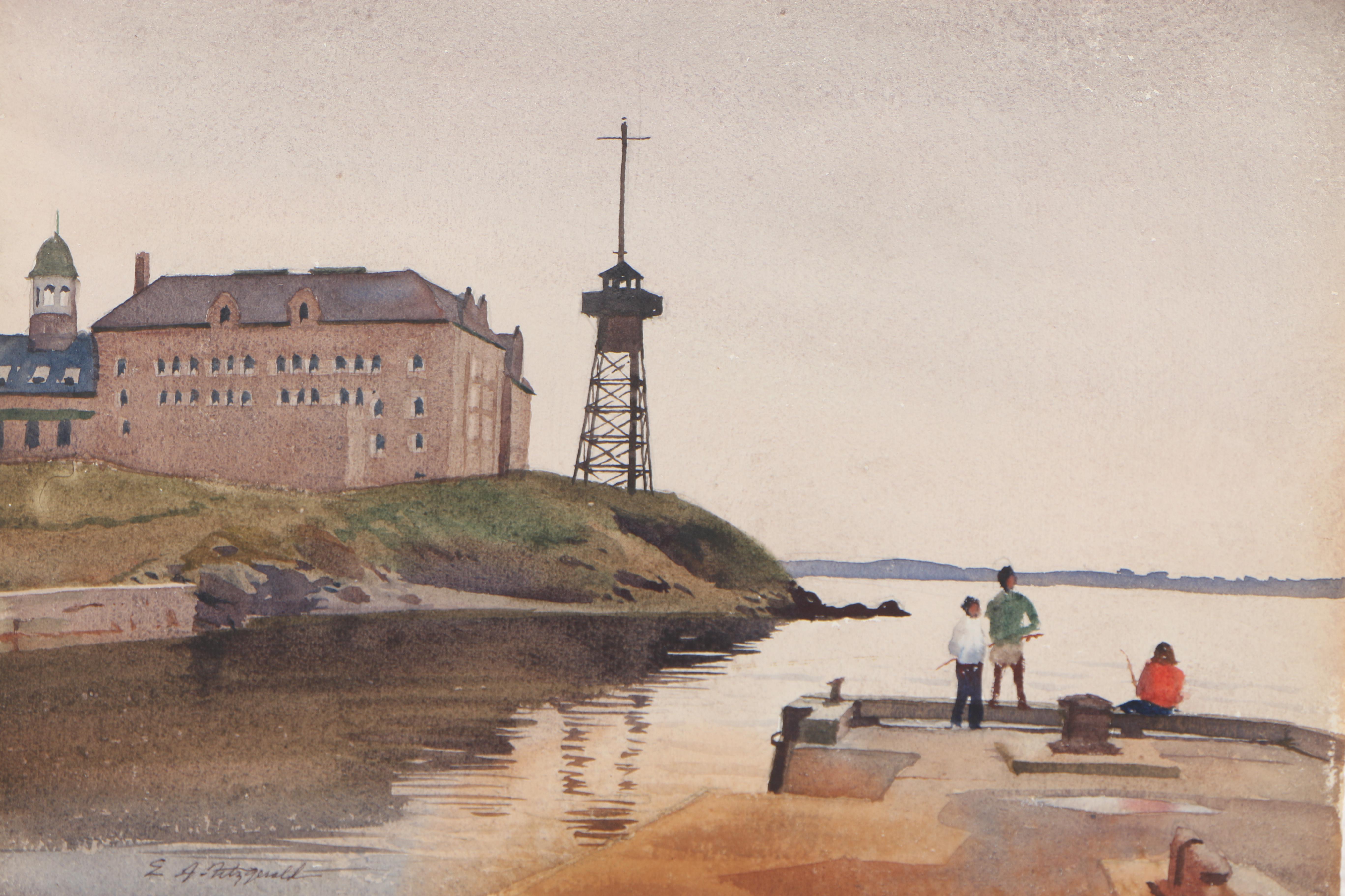 Edmond J. Fitzgerald 1961 Watercolor on Paper "US Naval War College"