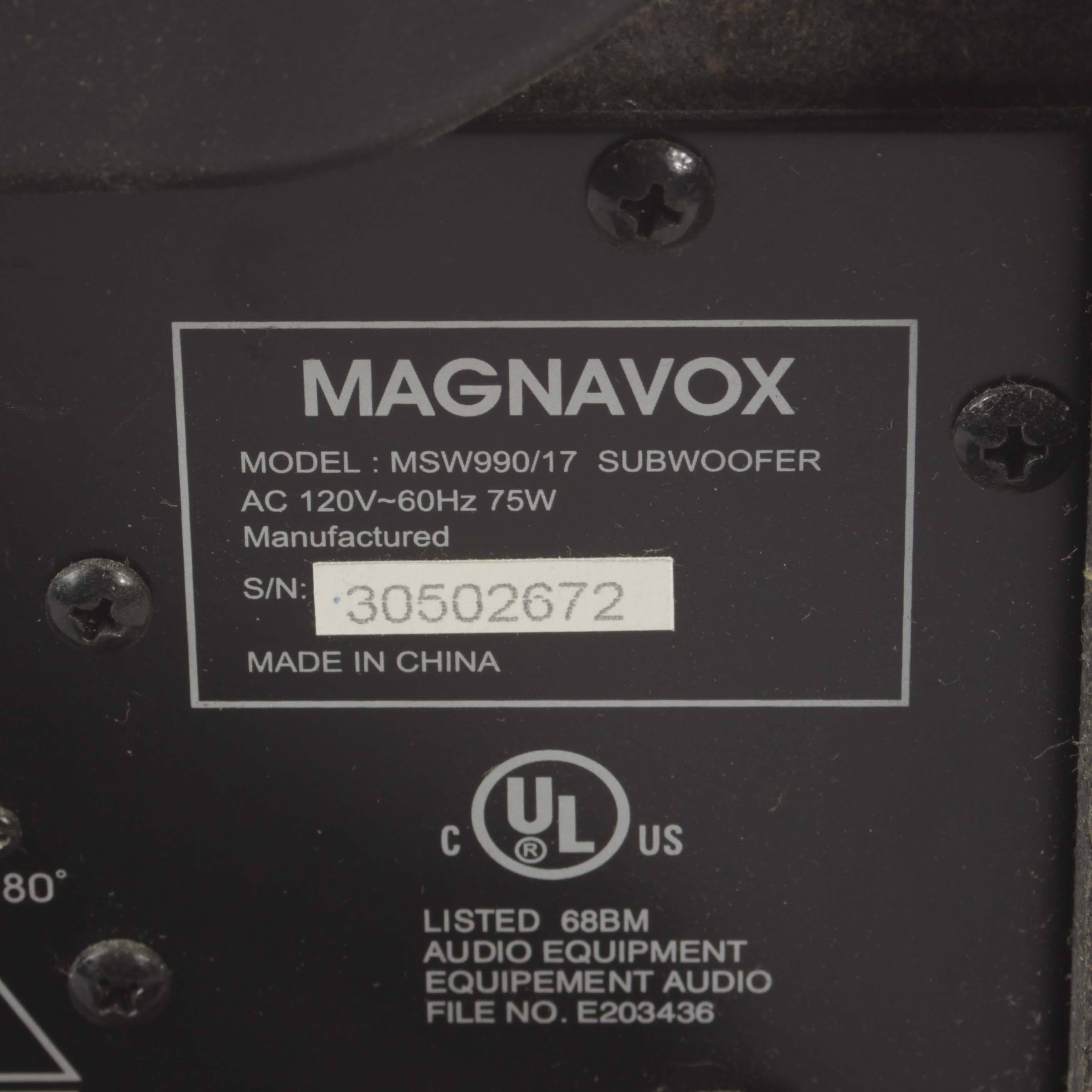 Magnavox MSW 990 Subwoofer and Speakers