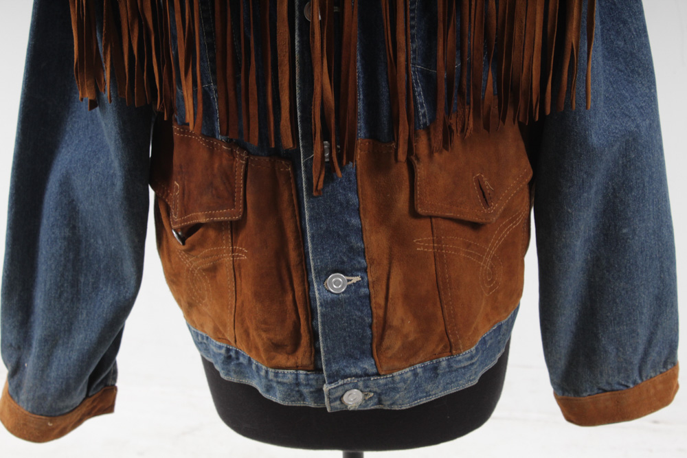 Vintage Club C'est Fou! Paris Suede Fringed Denim Jacket, Made in France