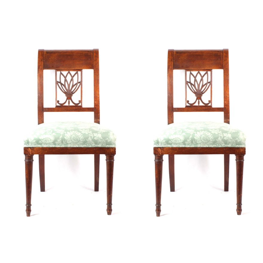 Biedermeier Walnut Side Chairs, Circa 1830