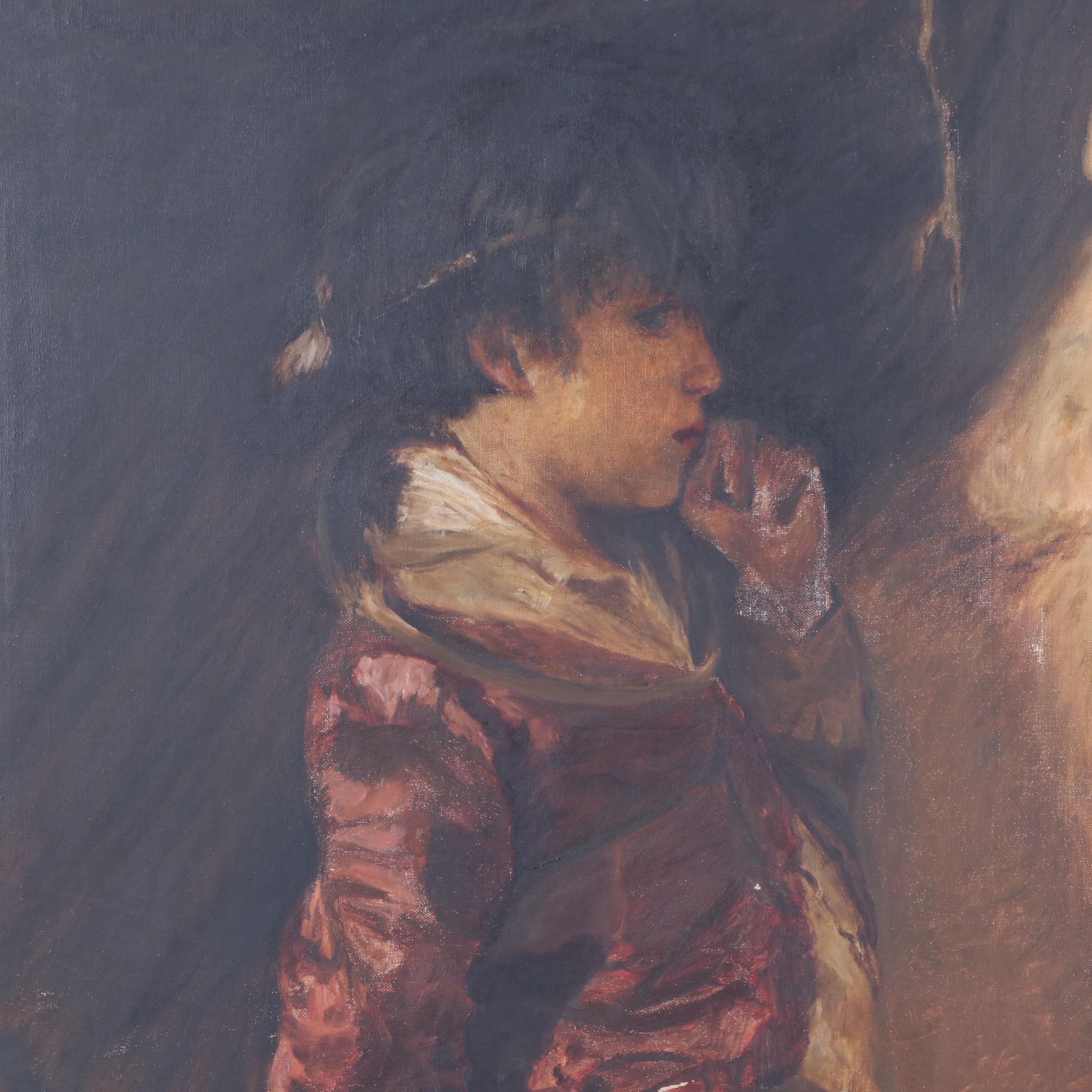 Copy Painting after Antonio Mancini "The Young Juggler"