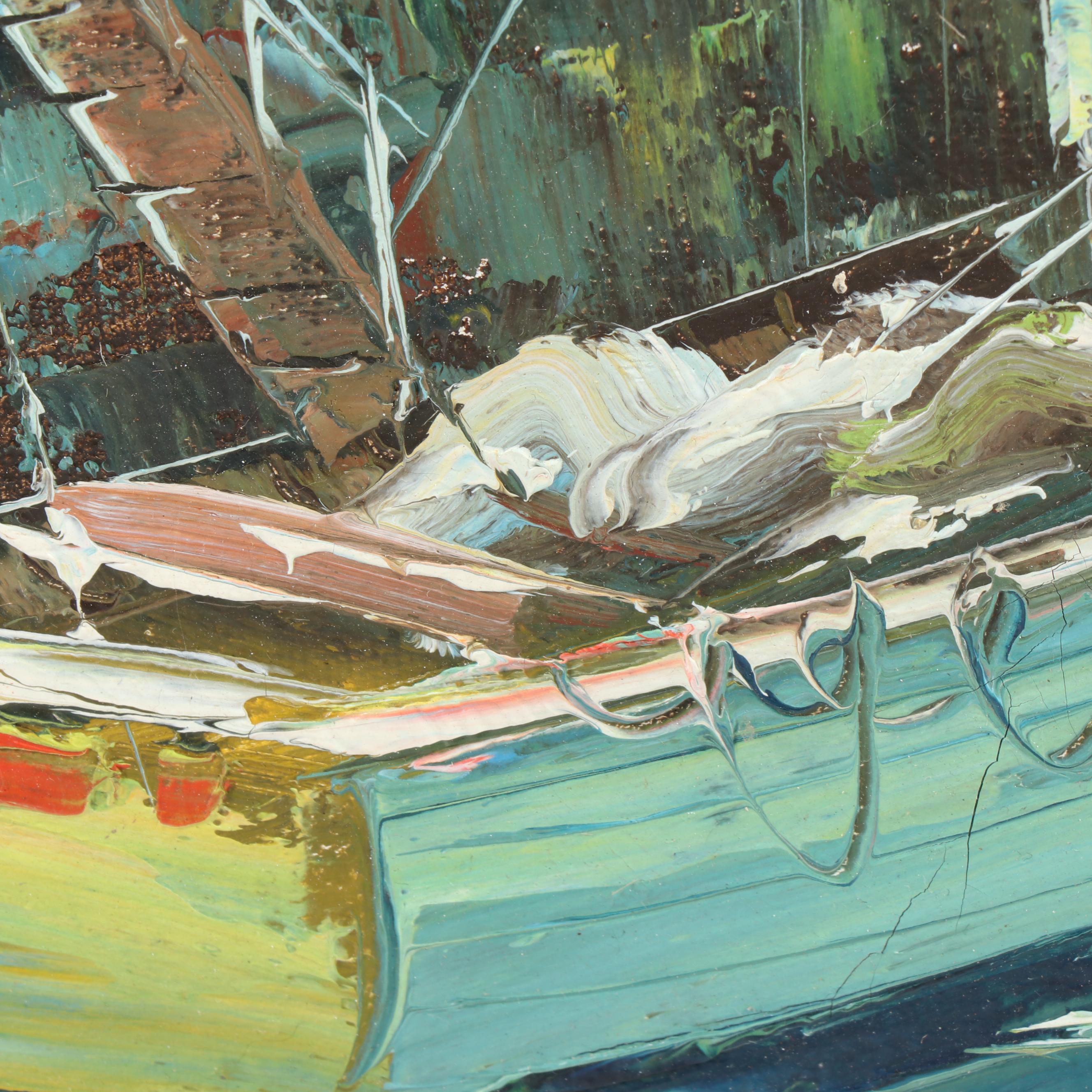 A. Simpson Oil Painting of Harbor Scene