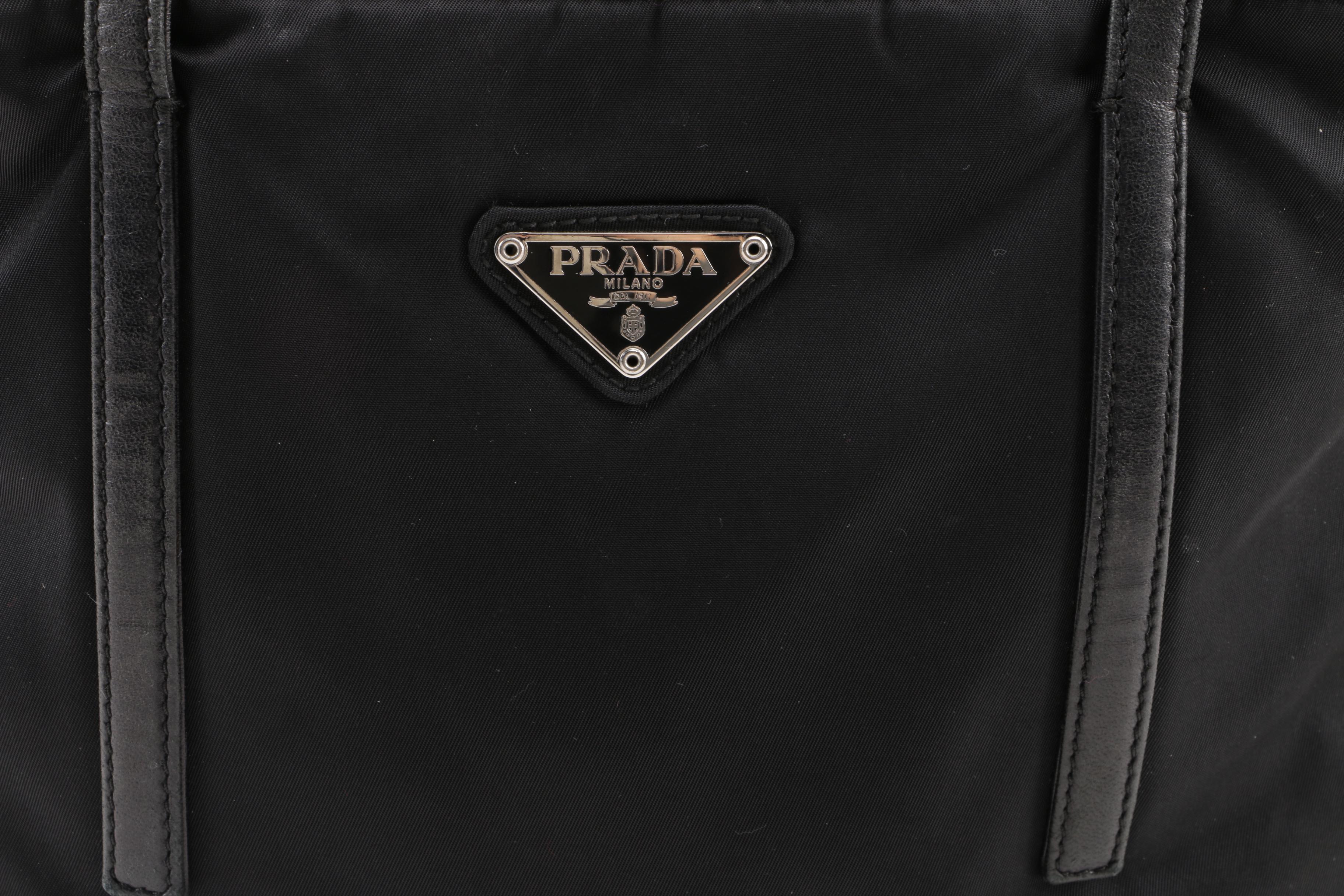 Prada Black Nylon Triple Zip Shoulder Bag