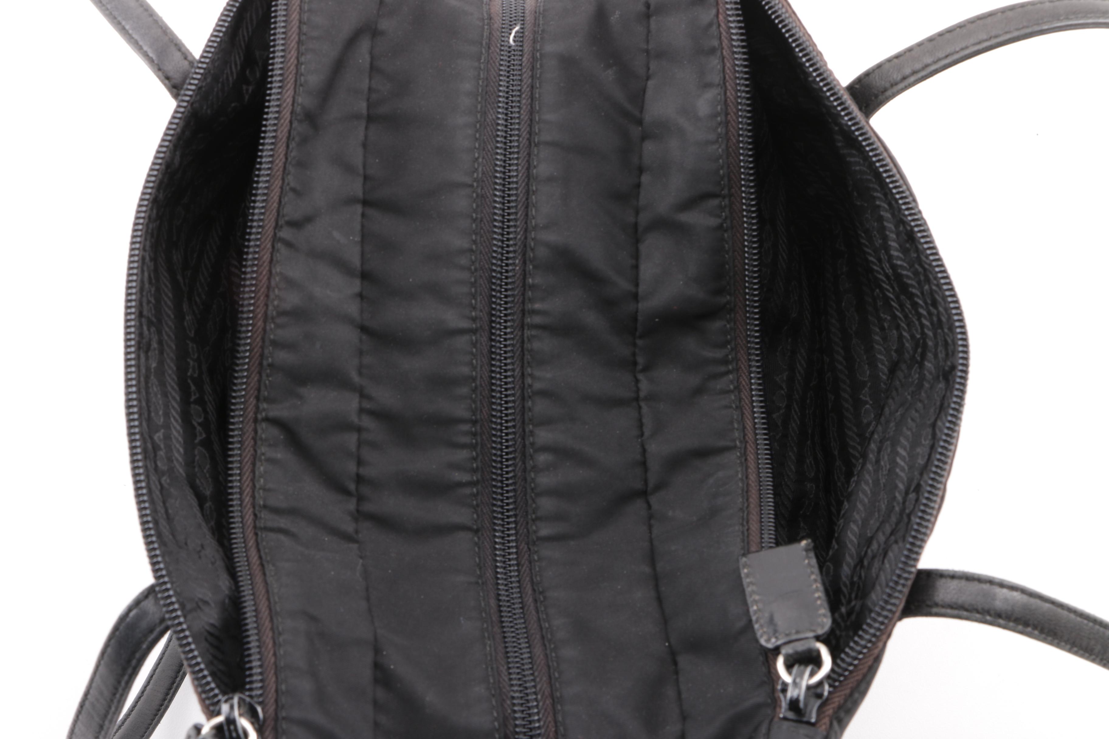 Prada Black Nylon Triple Zip Shoulder Bag