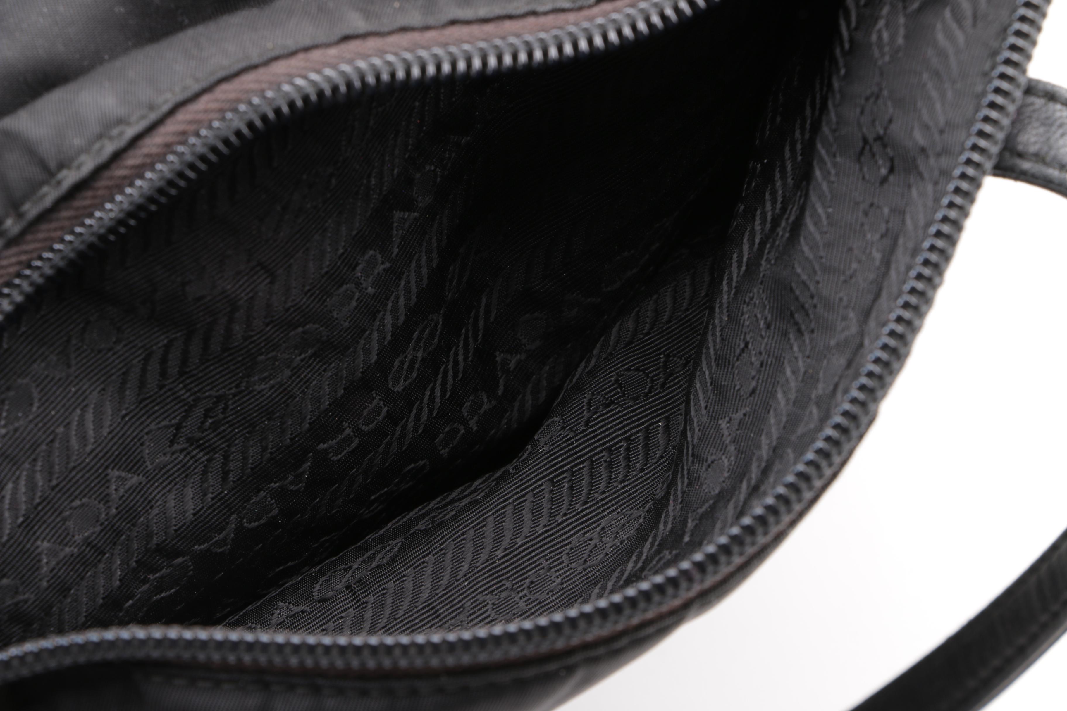 Prada Black Nylon Triple Zip Shoulder Bag