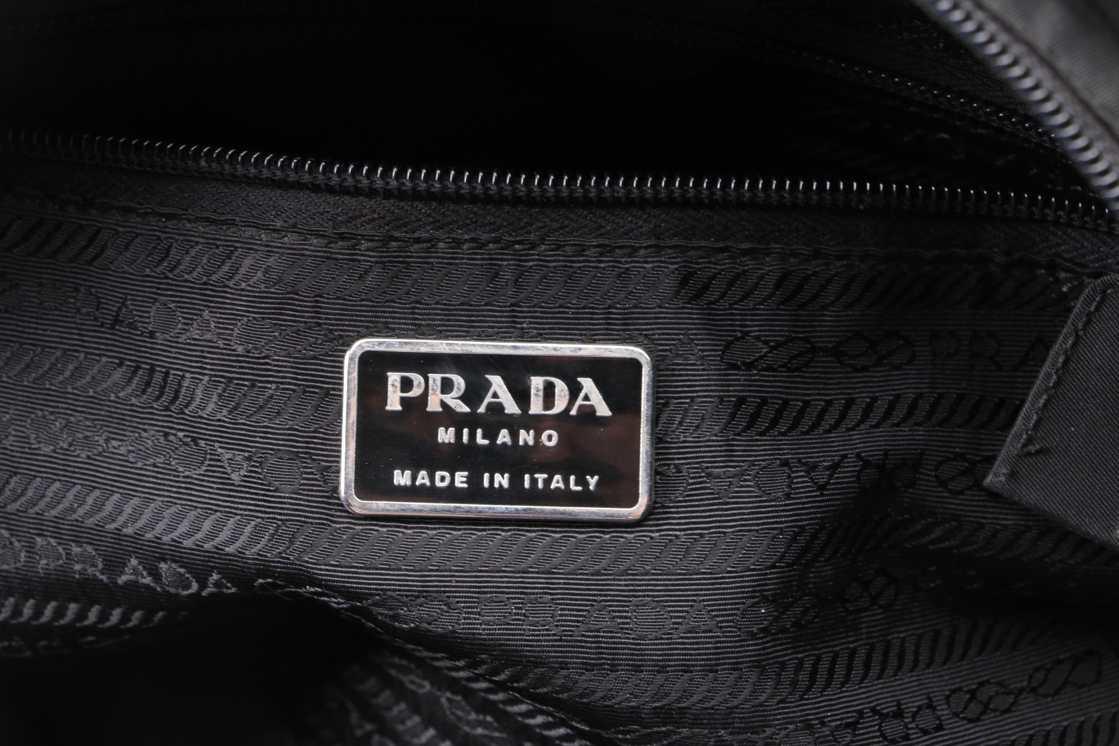 Prada Black Nylon Triple Zip Shoulder Bag