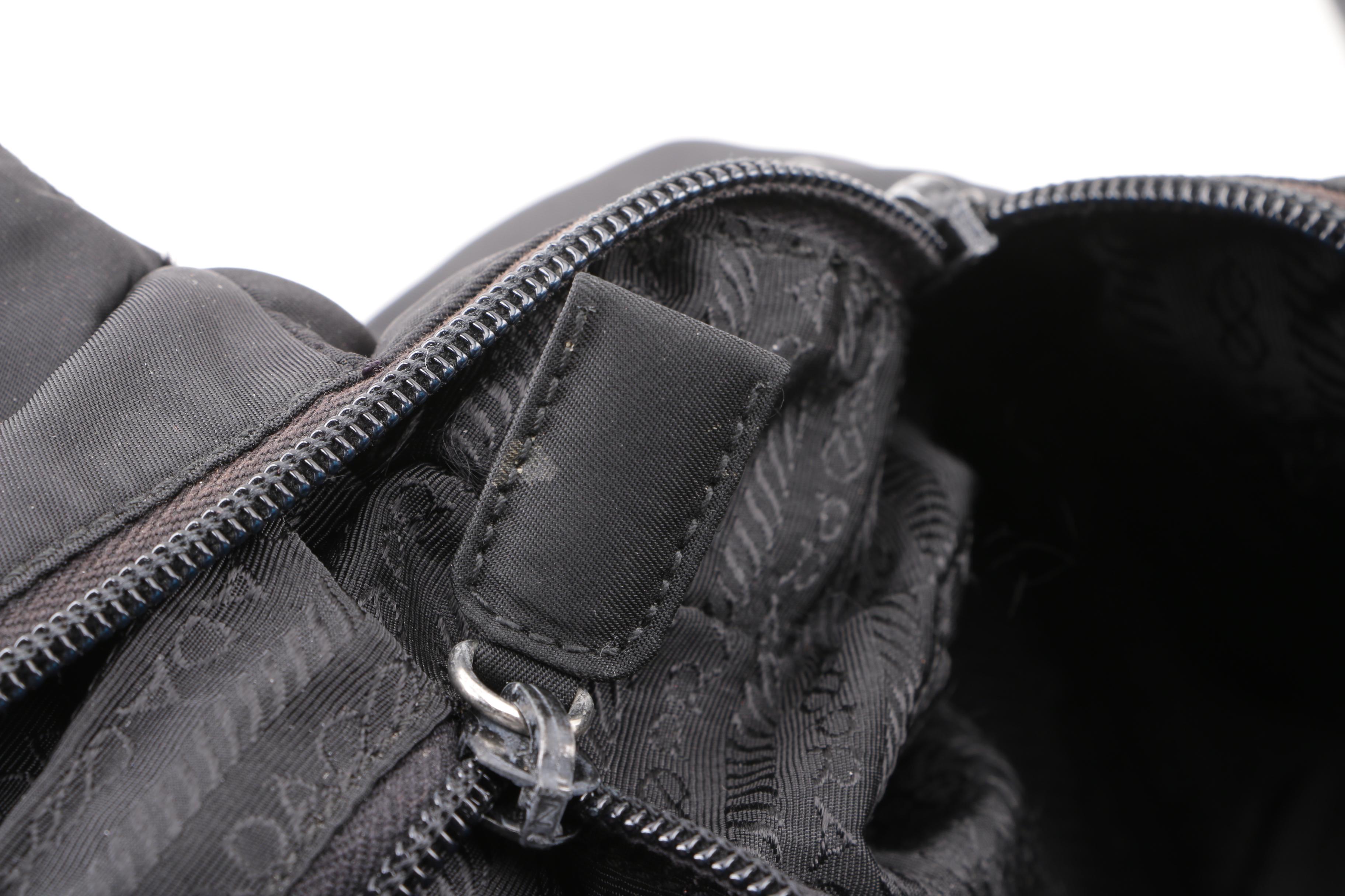Prada Black Nylon Triple Zip Shoulder Bag