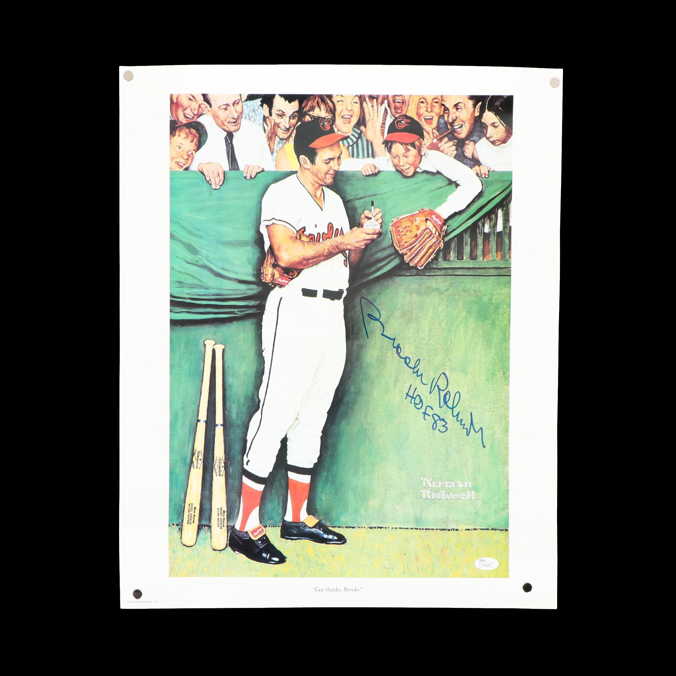 Brooks Robinson Autographed Norman Rockwell Print - JSA COA