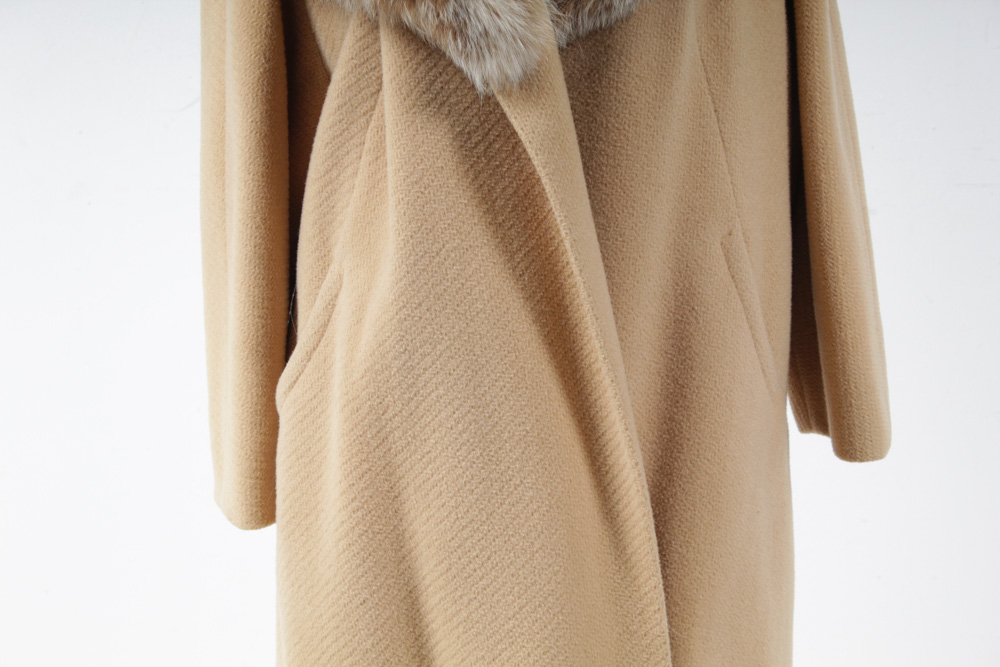 Vintage Car Coat with Canadian Lynx Fur Shawl Collar by The Halle Bros. Co.