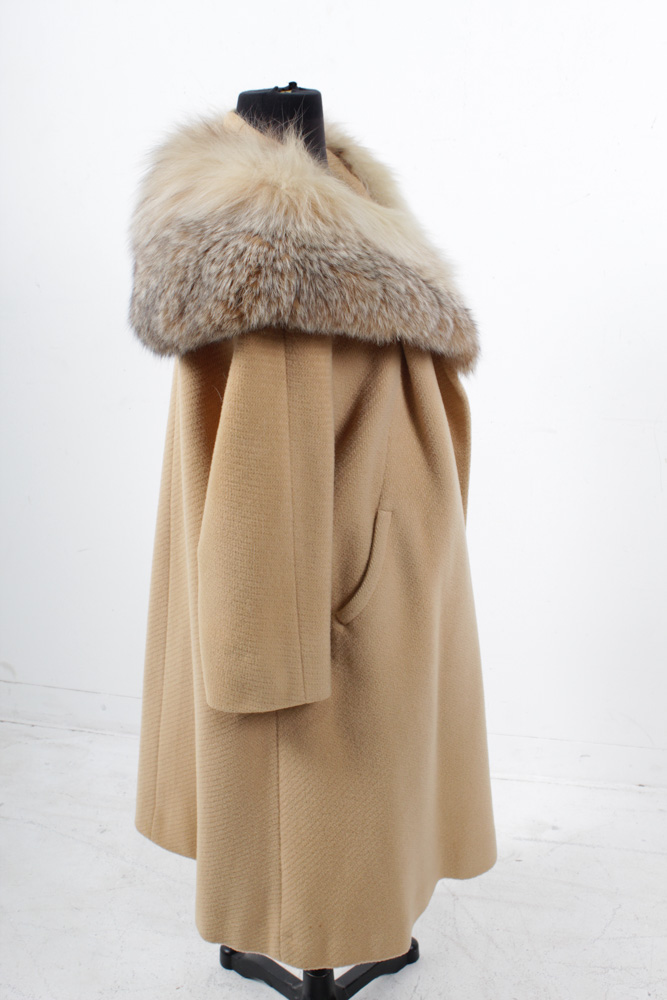 Vintage Car Coat with Canadian Lynx Fur Shawl Collar by The Halle Bros. Co.