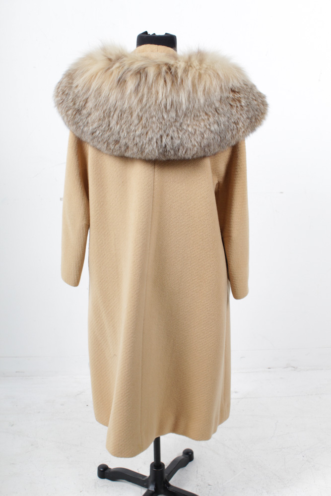 Vintage Car Coat with Canadian Lynx Fur Shawl Collar by The Halle Bros. Co.