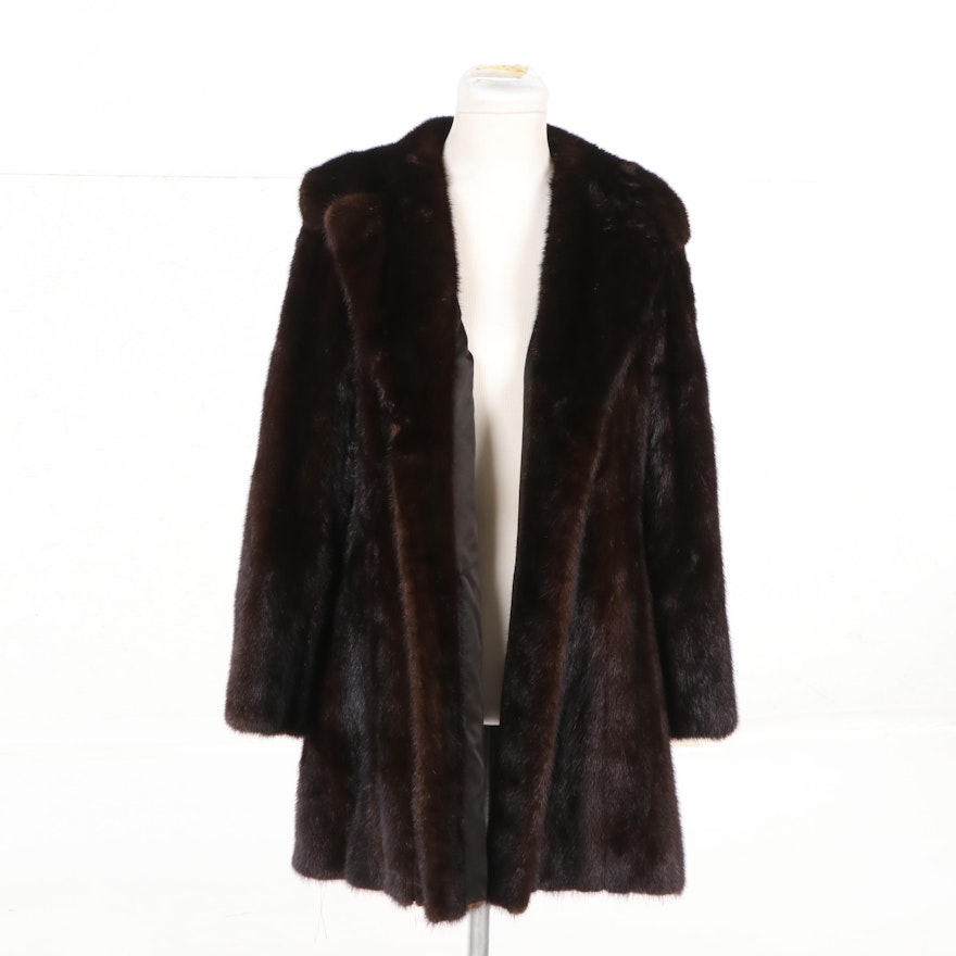 Women's Mahogany Mink Fur Stroller Coat