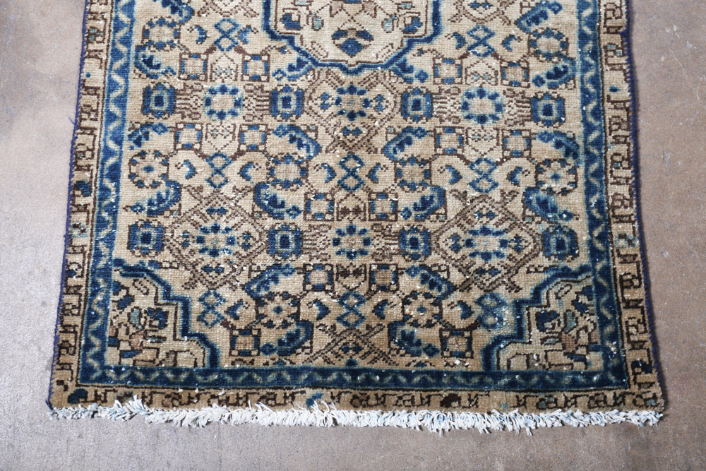 Hand-Knotted Persian Hamadan Wool Rug In a Nain Style