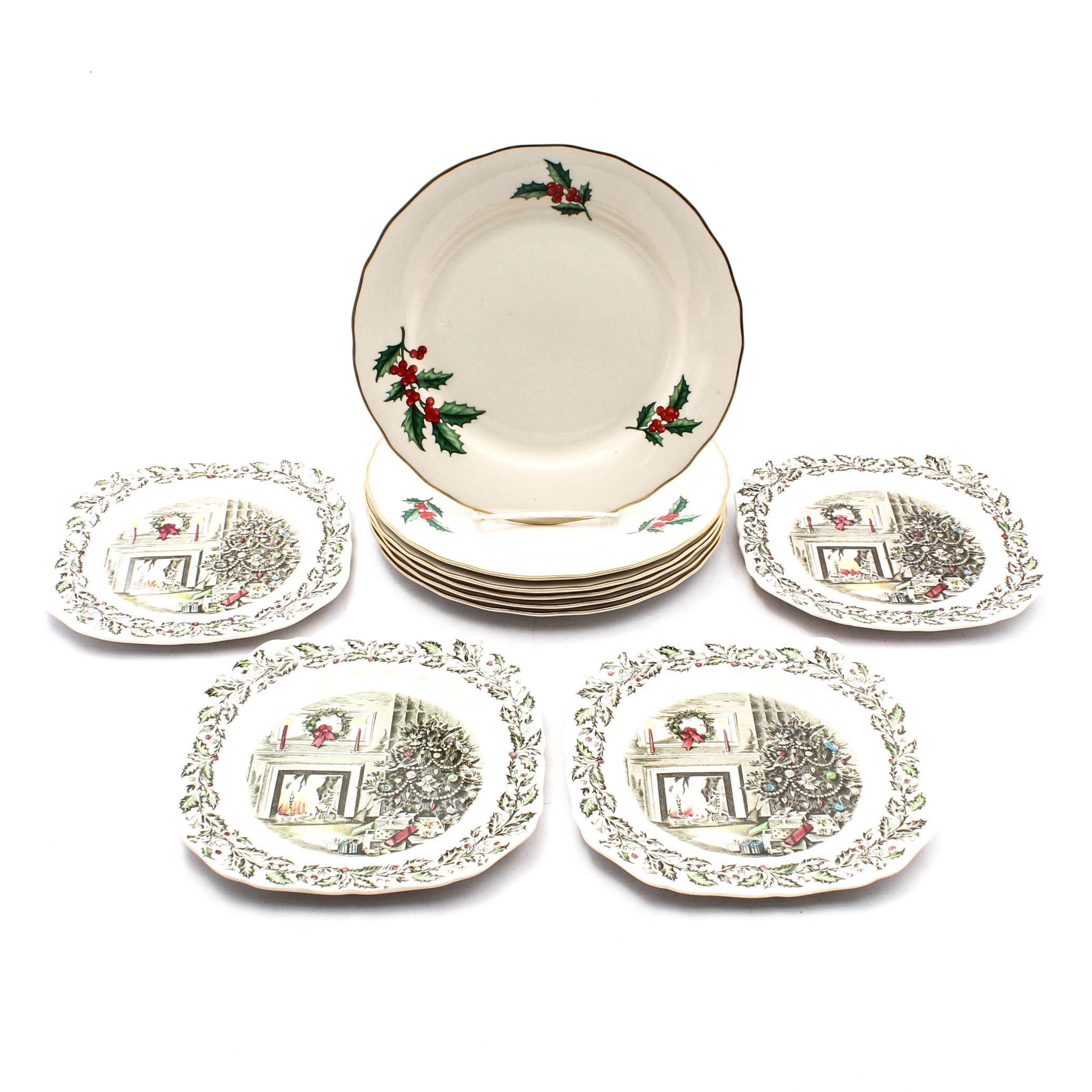 Decorative Christmas Plates Featuring Johnson Bros. and Pickard
