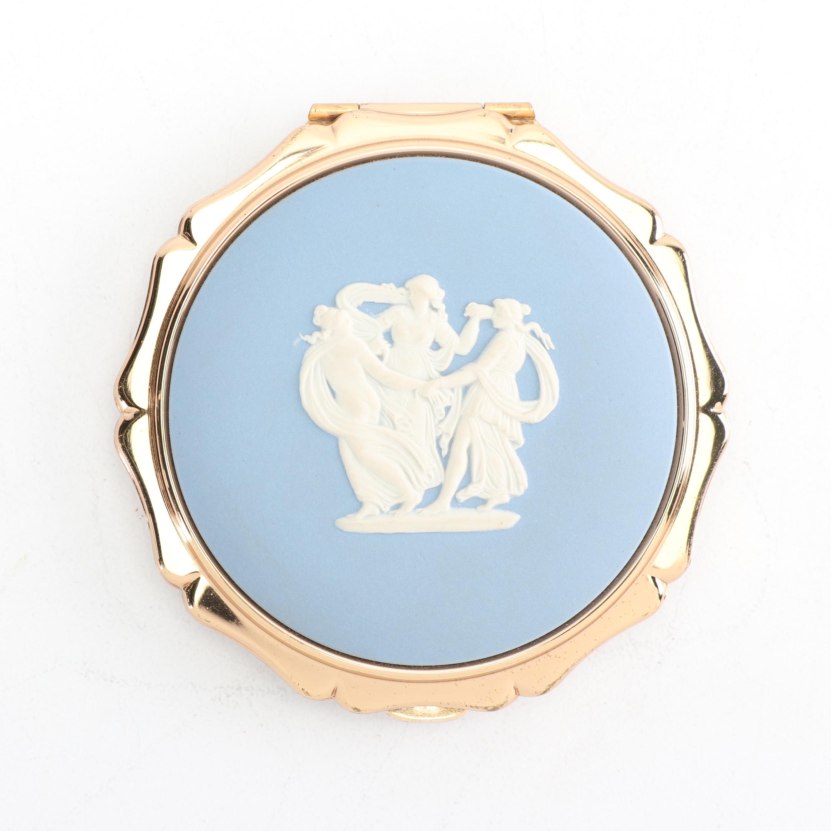 Stratton "Three Graces" Powder Compact with Wedgwood Jasperware Cameo