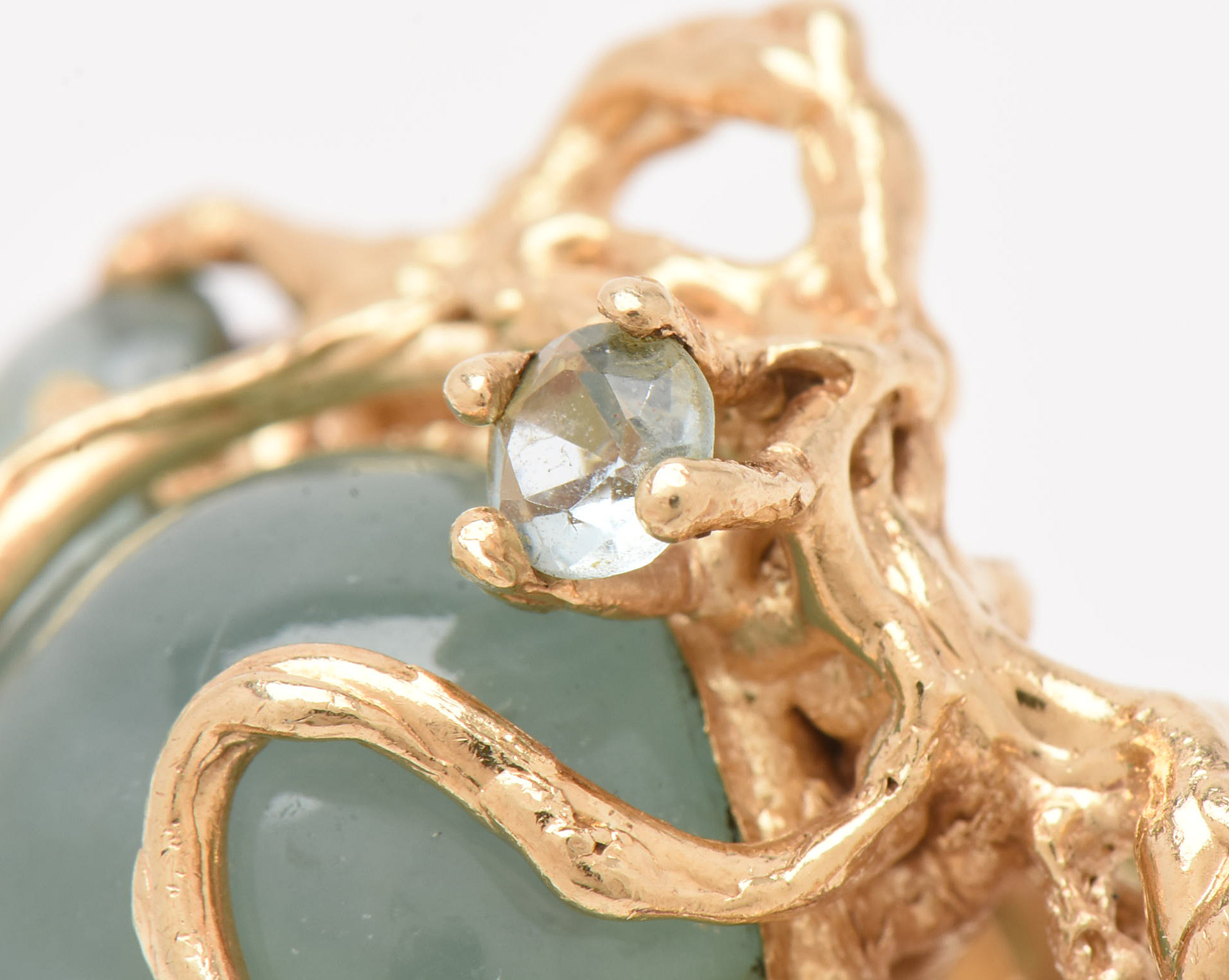 14K Yellow Gold 37.87 CT Unenhanced Jadeite and Gemstone Statement Ring