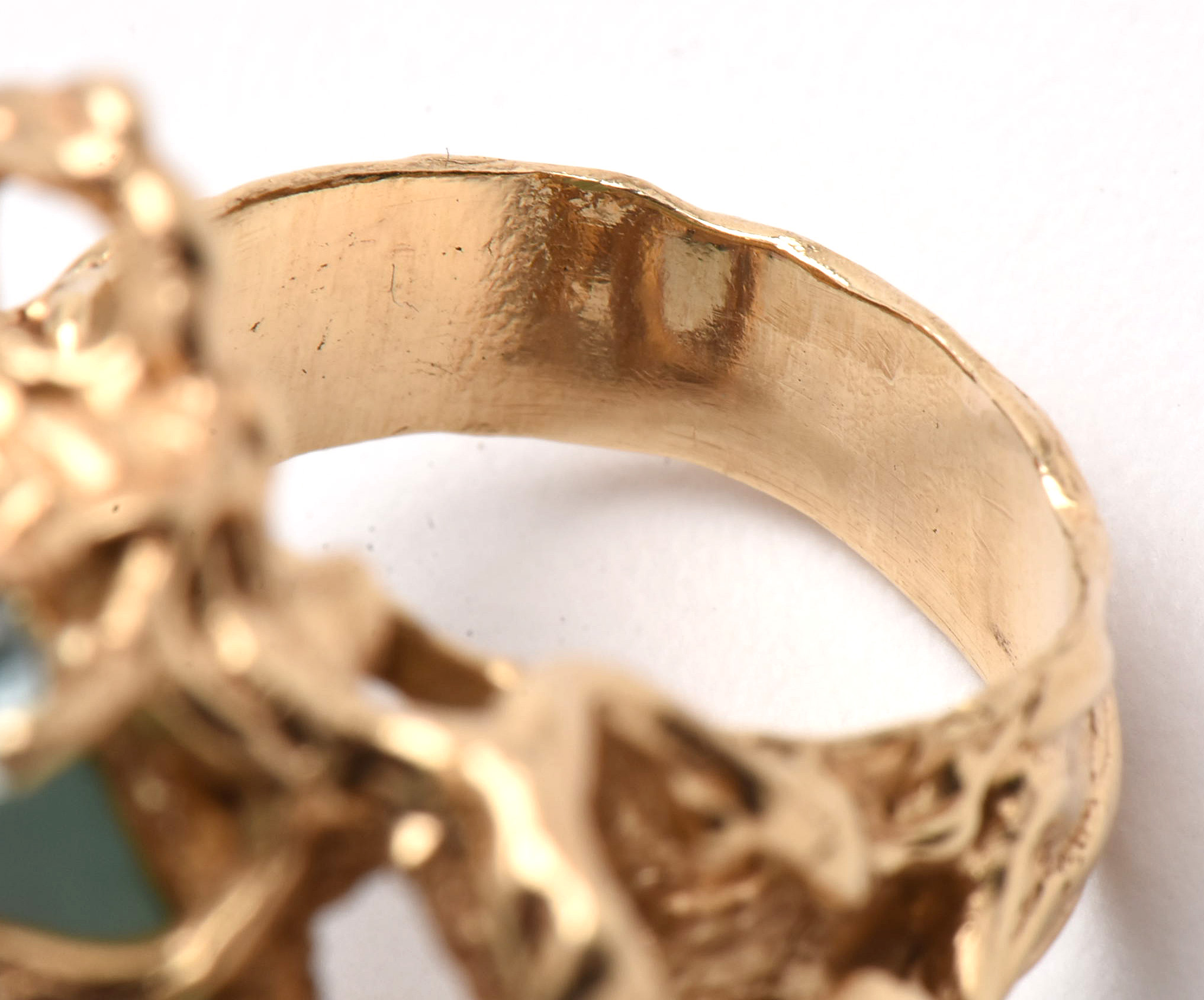 14K Yellow Gold 37.87 CT Unenhanced Jadeite and Gemstone Statement Ring