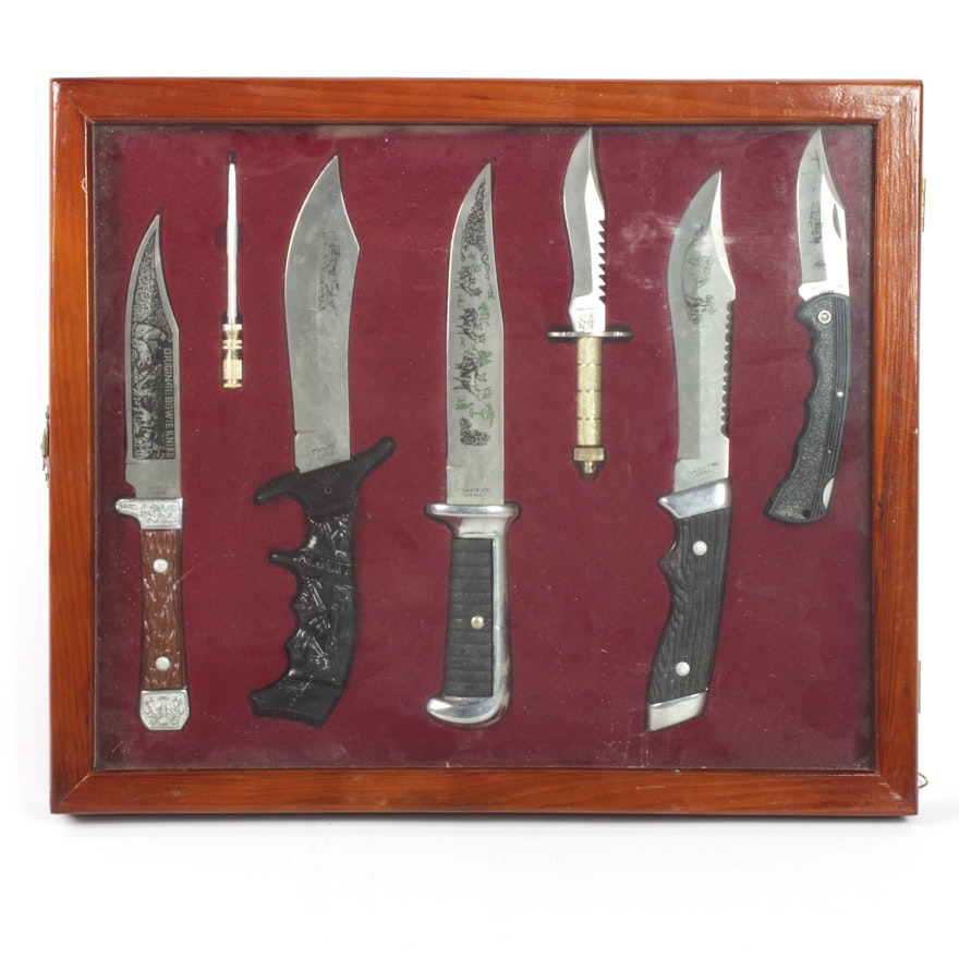 Collection of Hunting Knives in Presentation Case