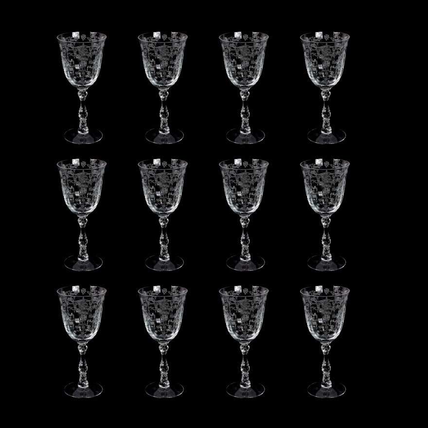 Fostoria Crystal "Navarre" Pattern Large Claret Wine Goblets