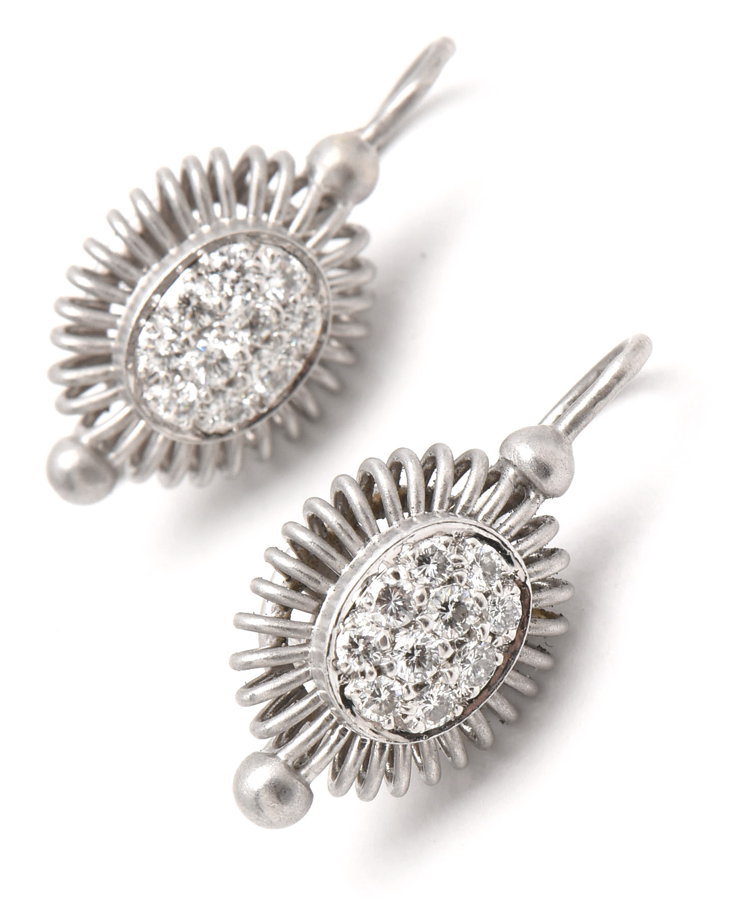 Michael B. "Ballerina" Platinum Diamond Drop Earrings, Circa 1996