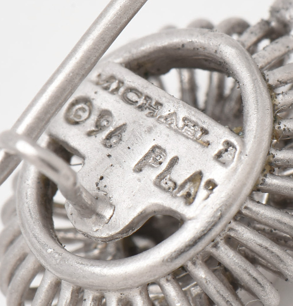 Michael B. "Ballerina" Platinum Diamond Drop Earrings, Circa 1996