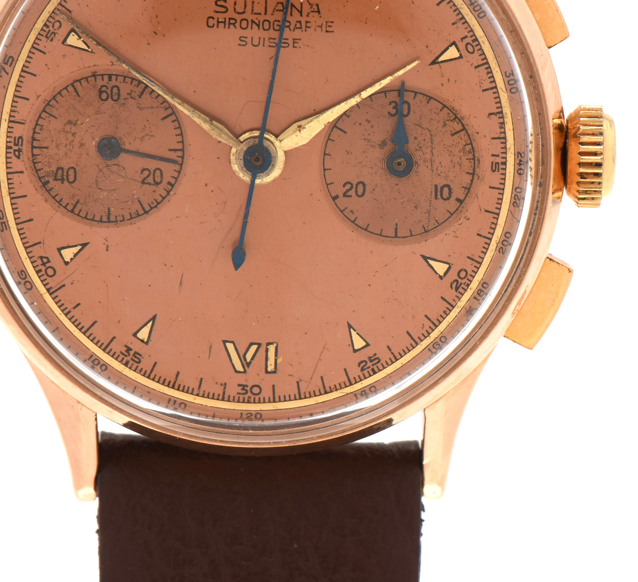 Vintage Chronographe Suisse Sultana 18K Rose Gold Watch