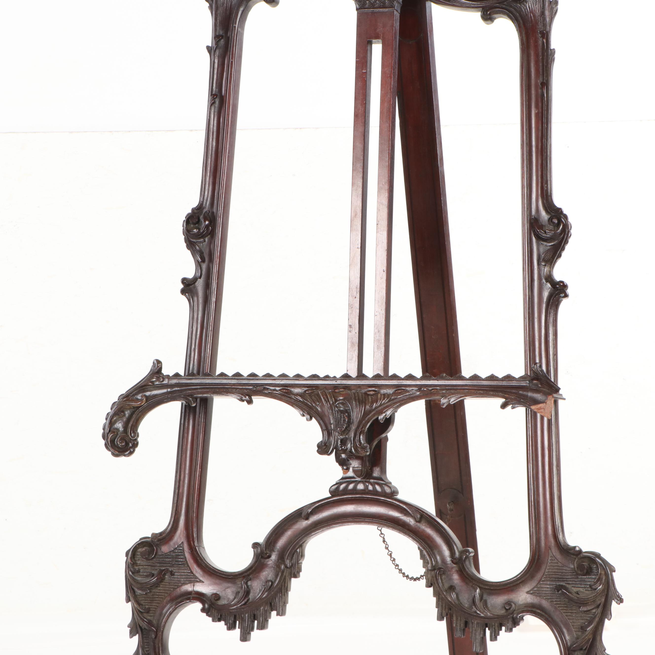 Rococo Style Mahogany Display Easel, 20th Century