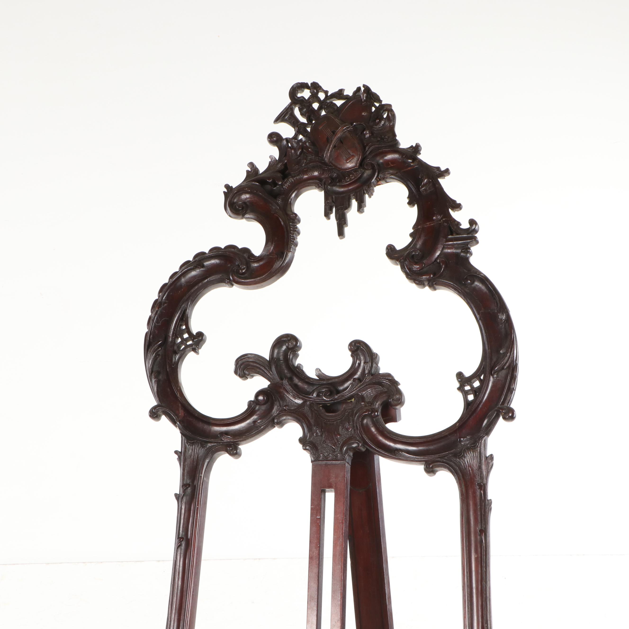 Rococo Style Mahogany Display Easel, 20th Century