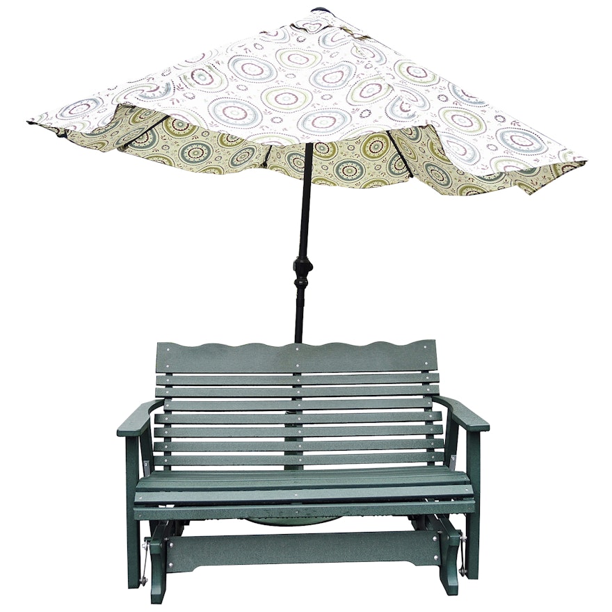 Dutch Crafters Poly Lumber Glider Bench with Umbrella