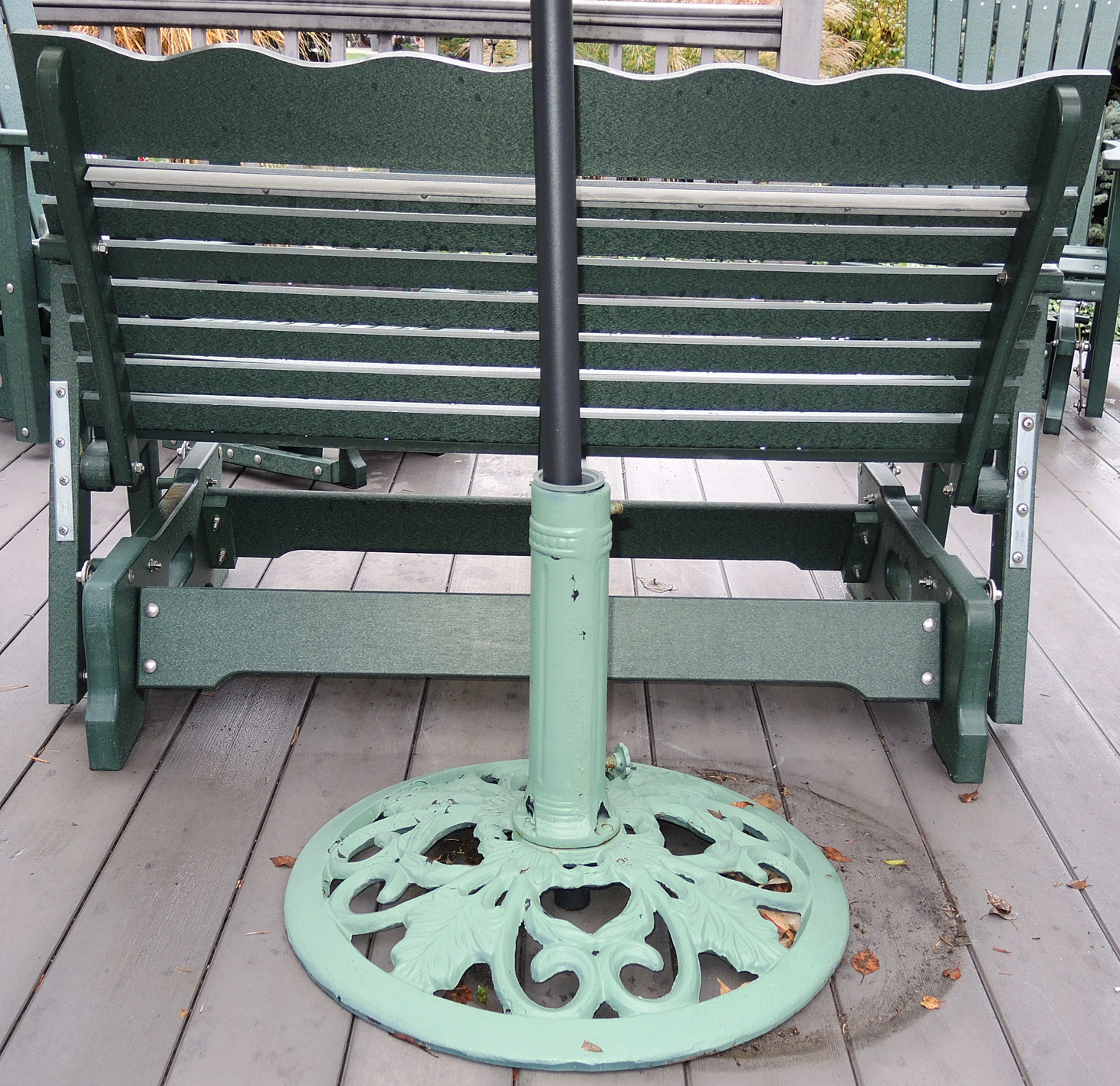 Dutch Crafters Poly Lumber Glider Bench with Umbrella