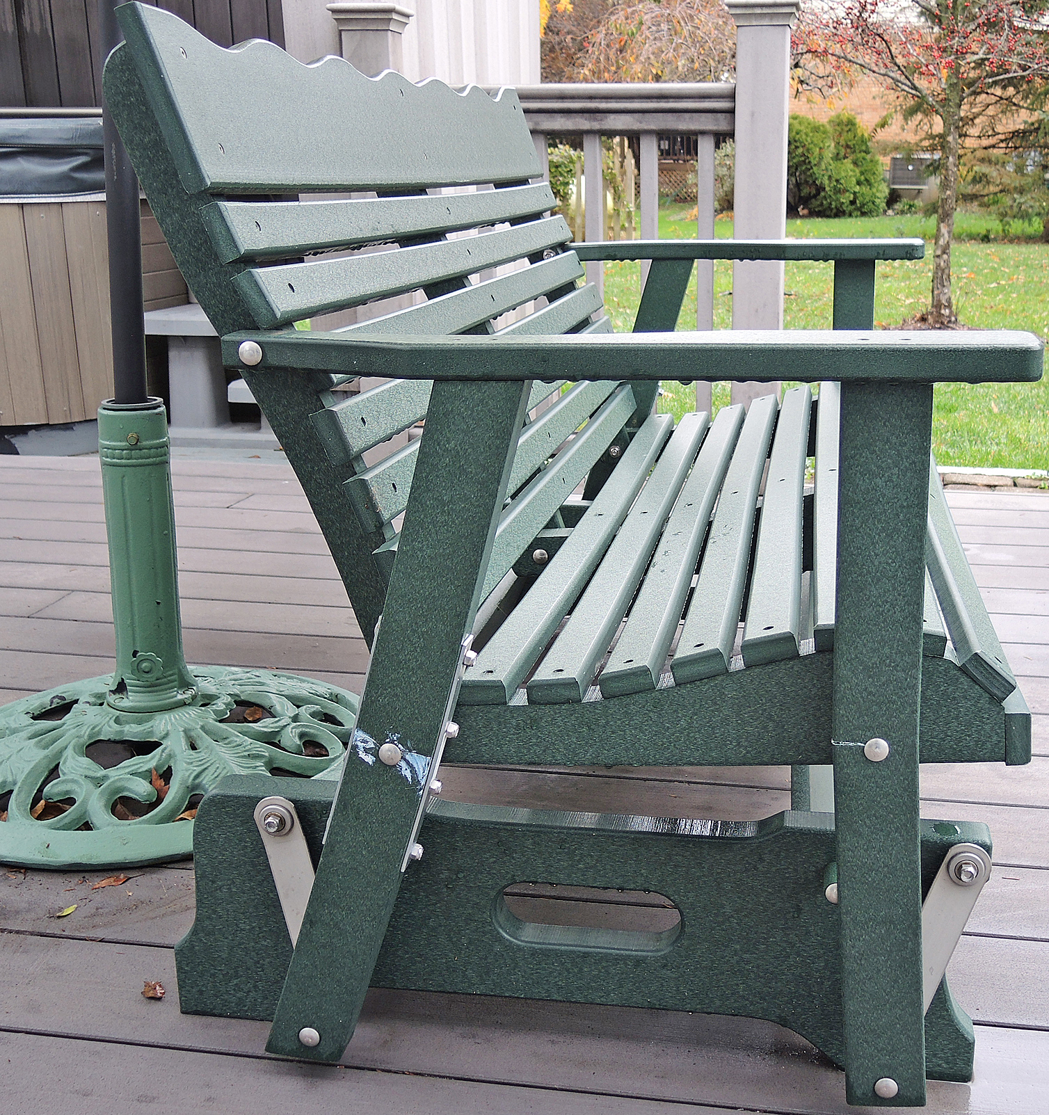 Dutch Crafters Poly Lumber Glider Bench with Umbrella