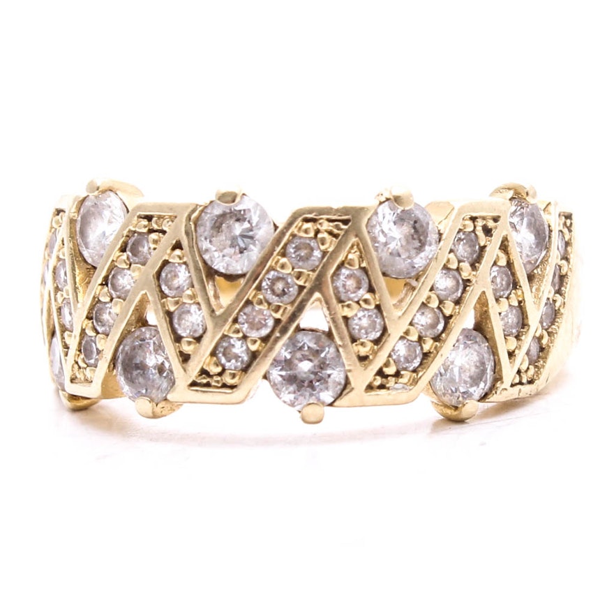 14K Yellow Gold Cubic Zirconia Ring